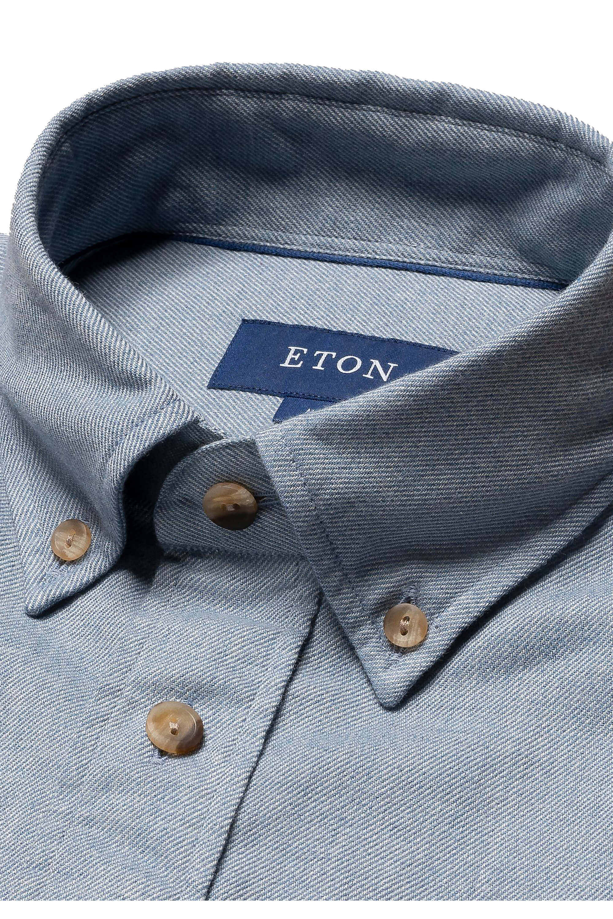 Eton Light Denim Twill Flannel Shirt
