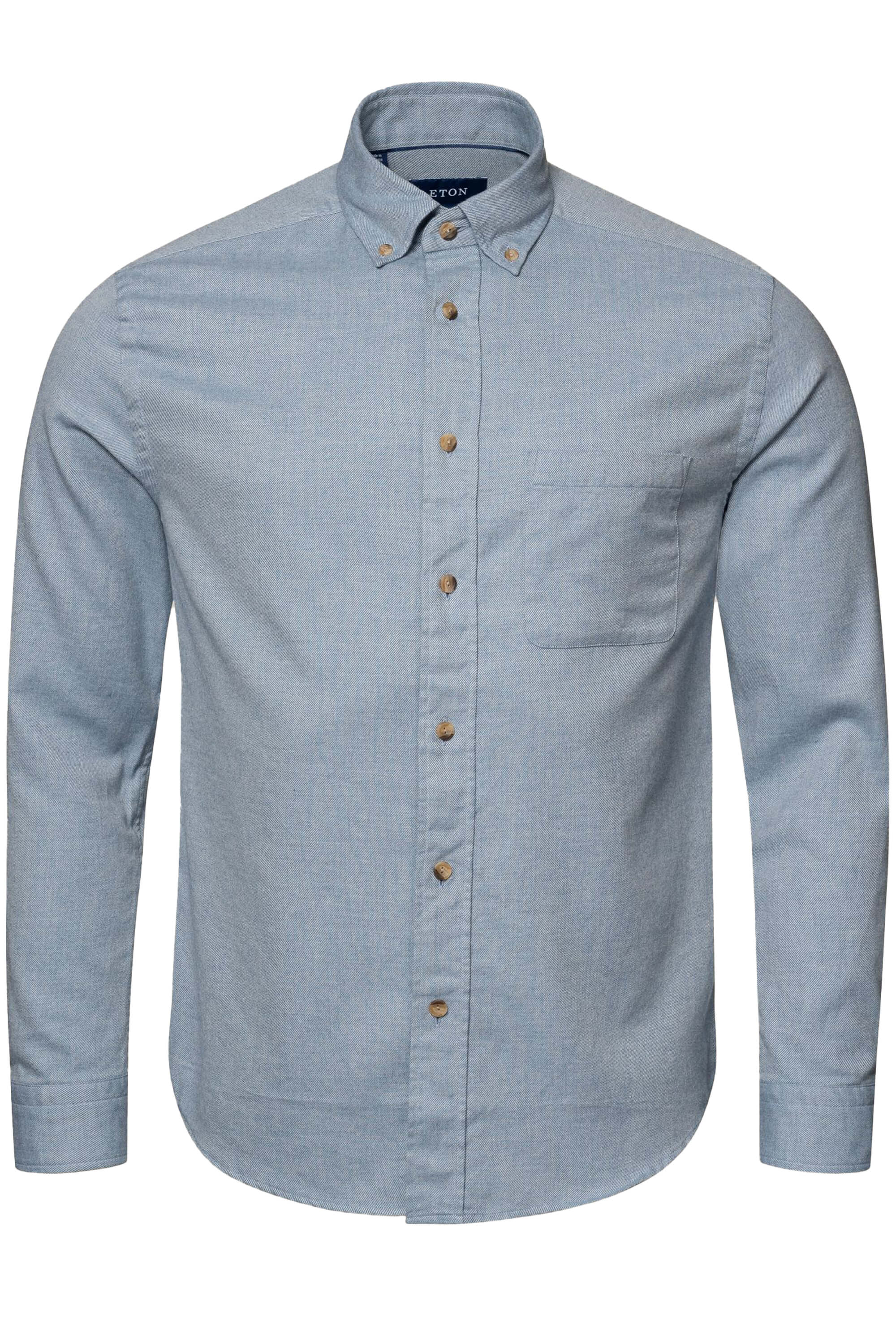 Eton Light Denim Twill Flannel Shirt