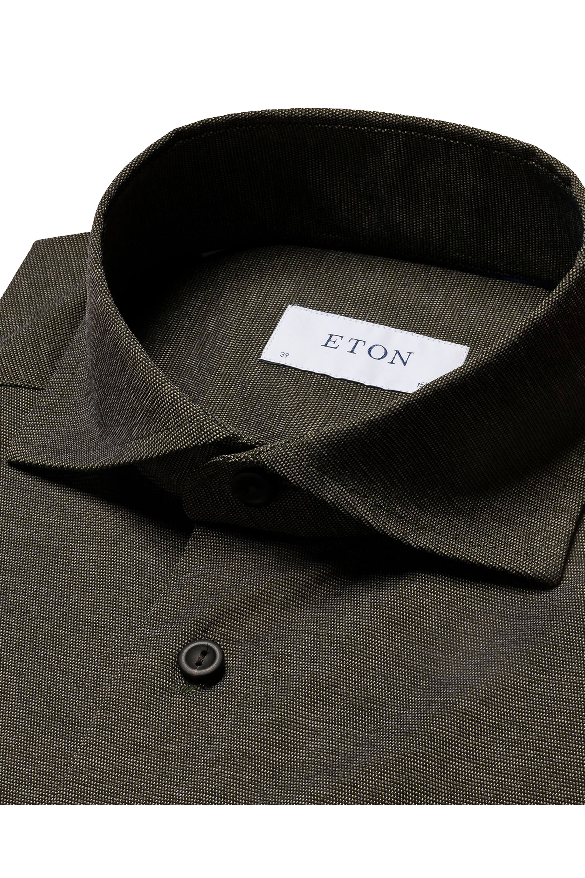 Eton Dark Green Melange Four-Way Stretch Shirt