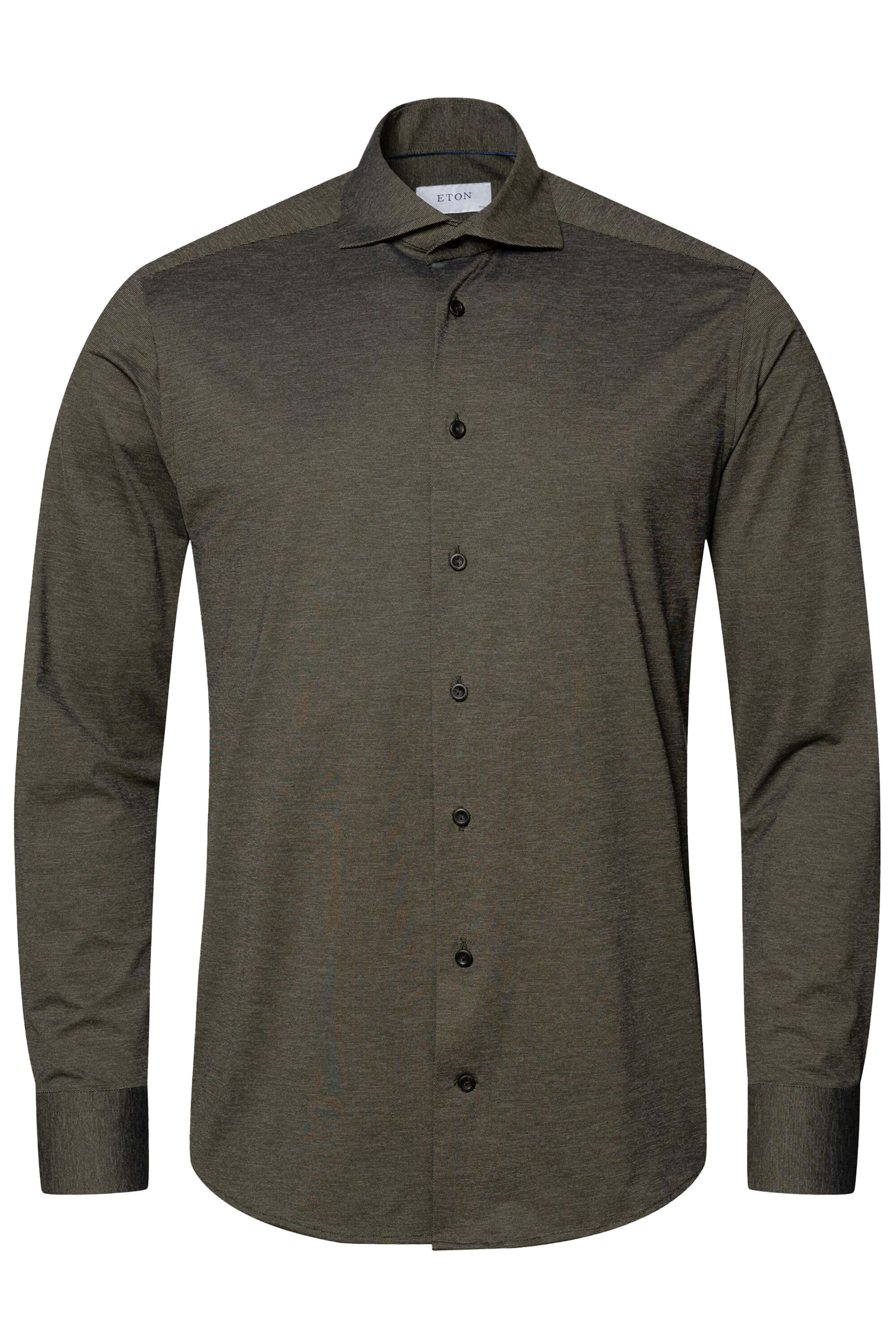 Eton Dark Green Melange Four-Way Stretch Shirt