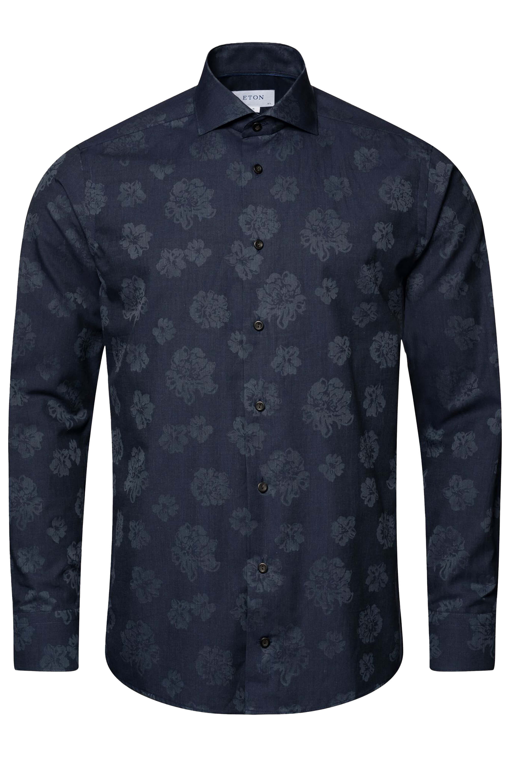 Eton Floral Jacquard Wrinke Free Flannel Shirt
