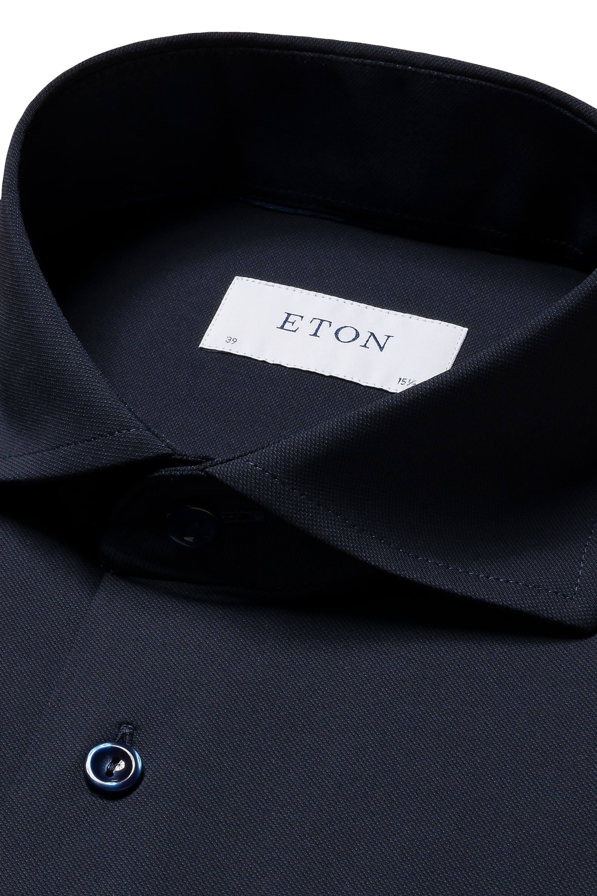 Eton Navy Blue Four-Way Stretch Shirt