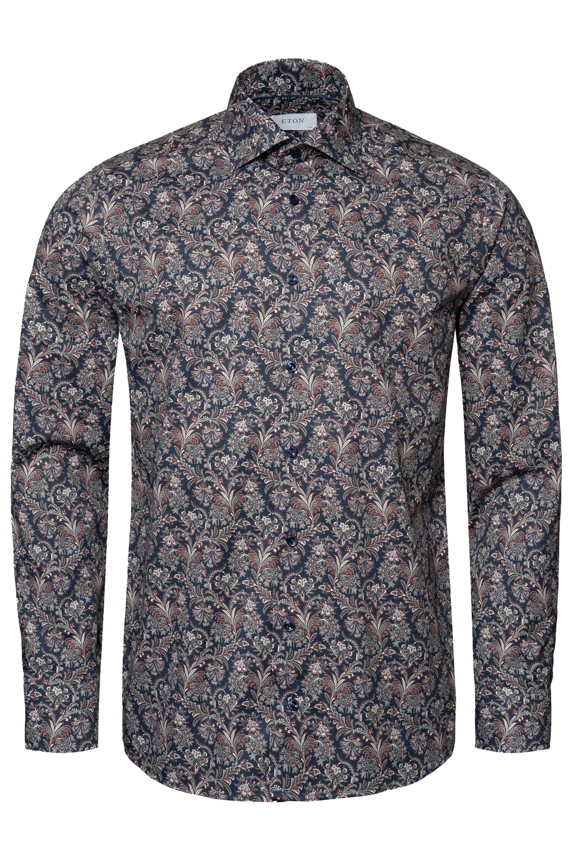 Eton Navy Blue Paisley Print Signature Twill Shirt