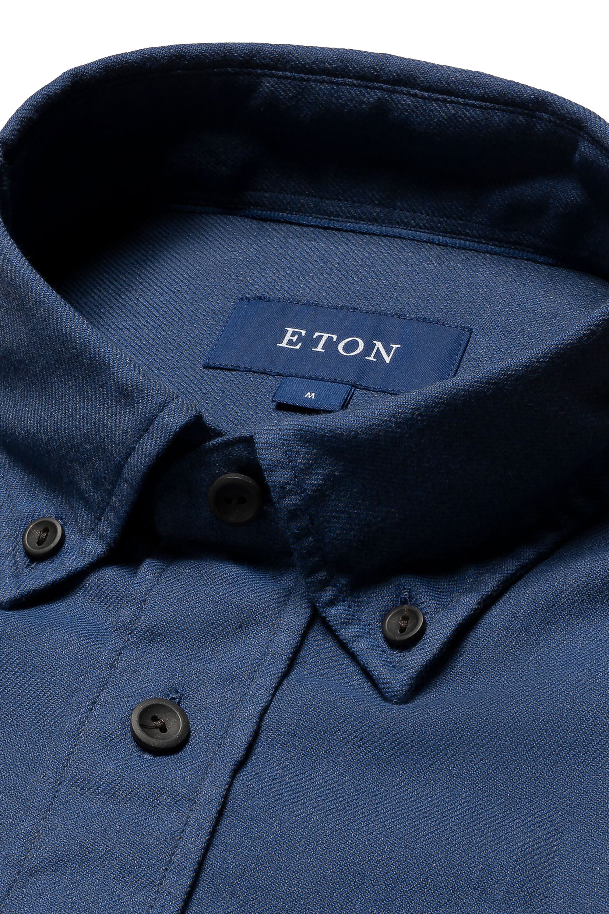 Eton Dark Blue Twill Flannel Shirt