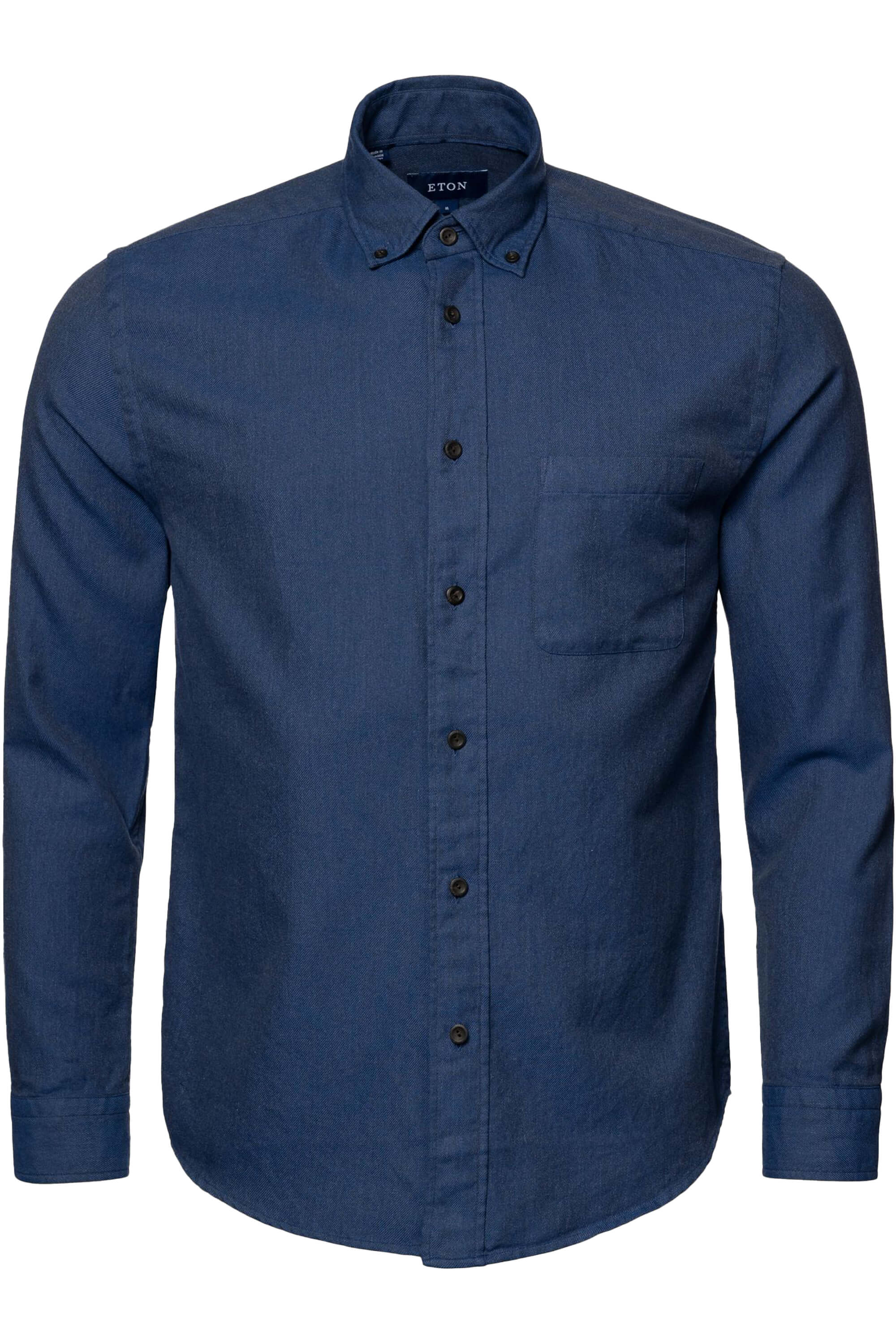 Eton Dark Blue Twill Flannel Shirt