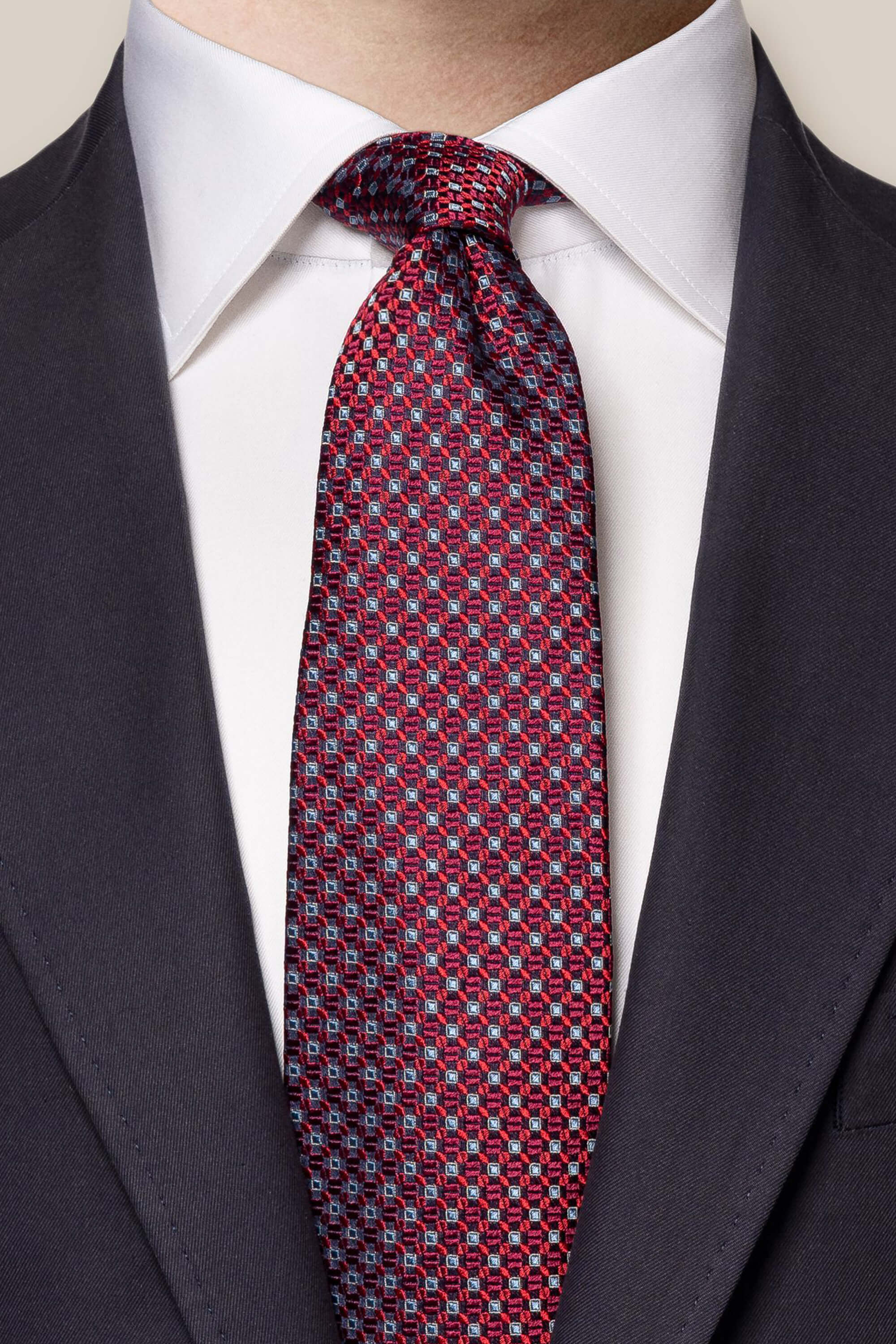 Eton Red Geometric Silk Tie