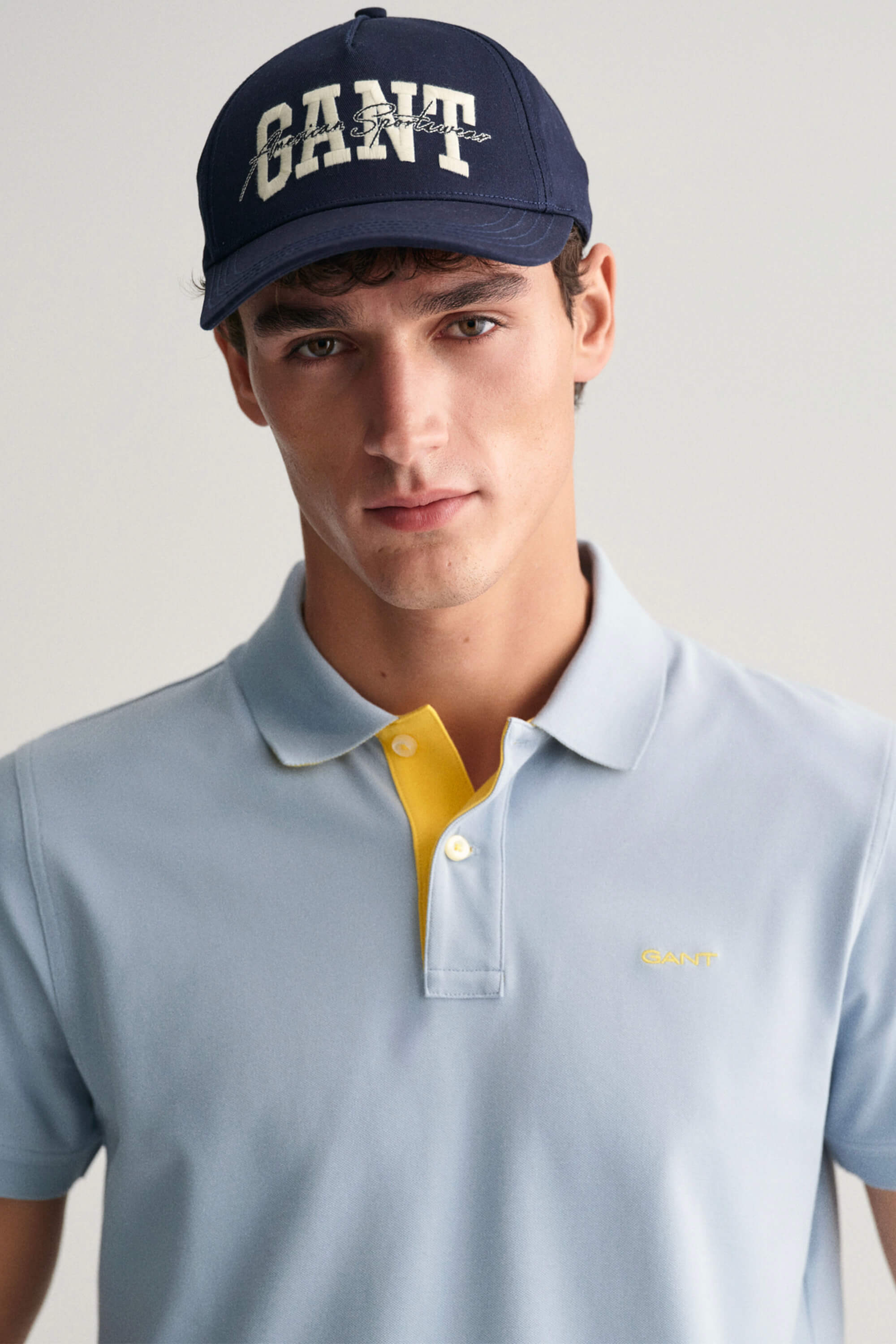 Gant Contrast Collar Polo Dove Blue