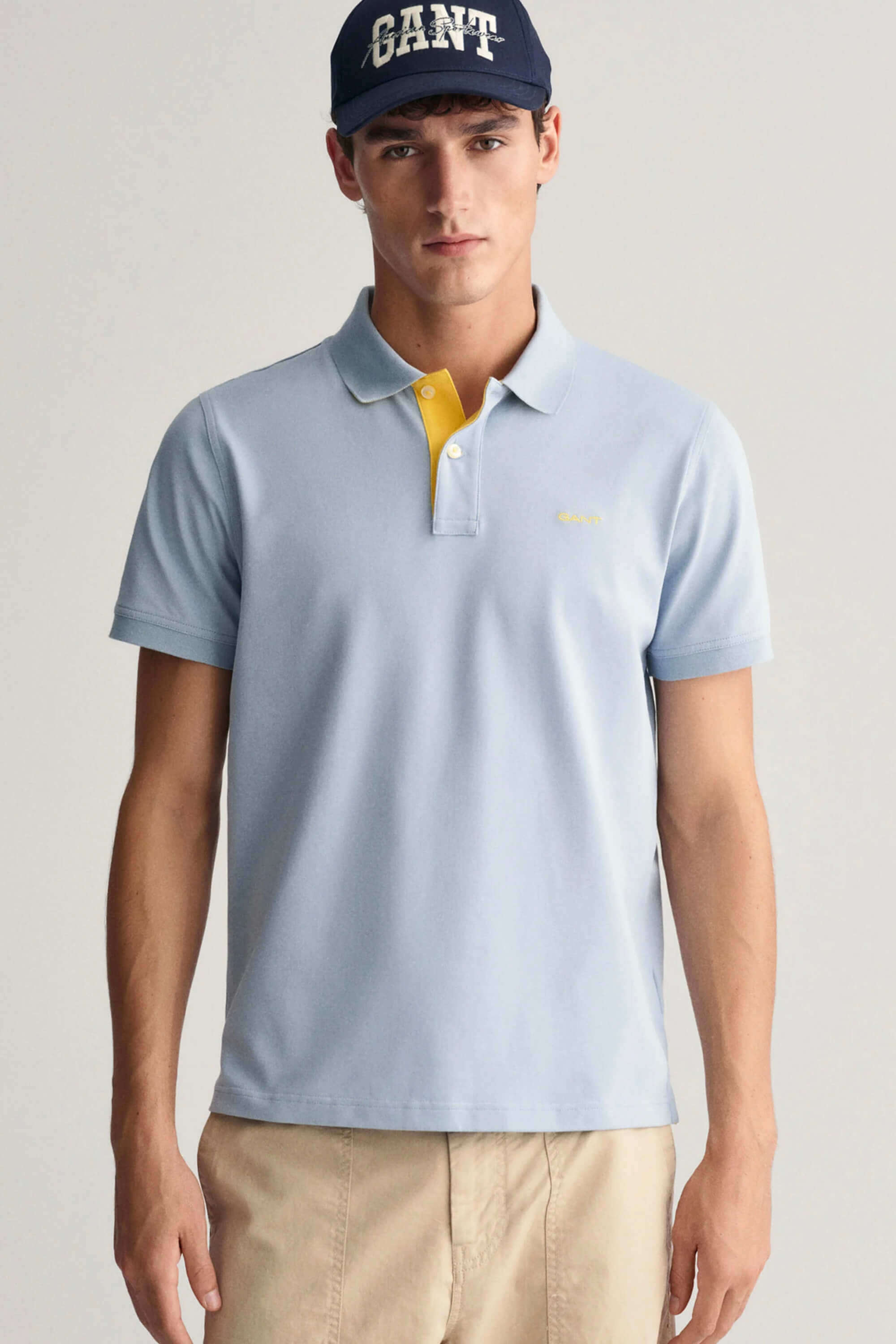 Gant Contrast Collar Polo Dove Blue