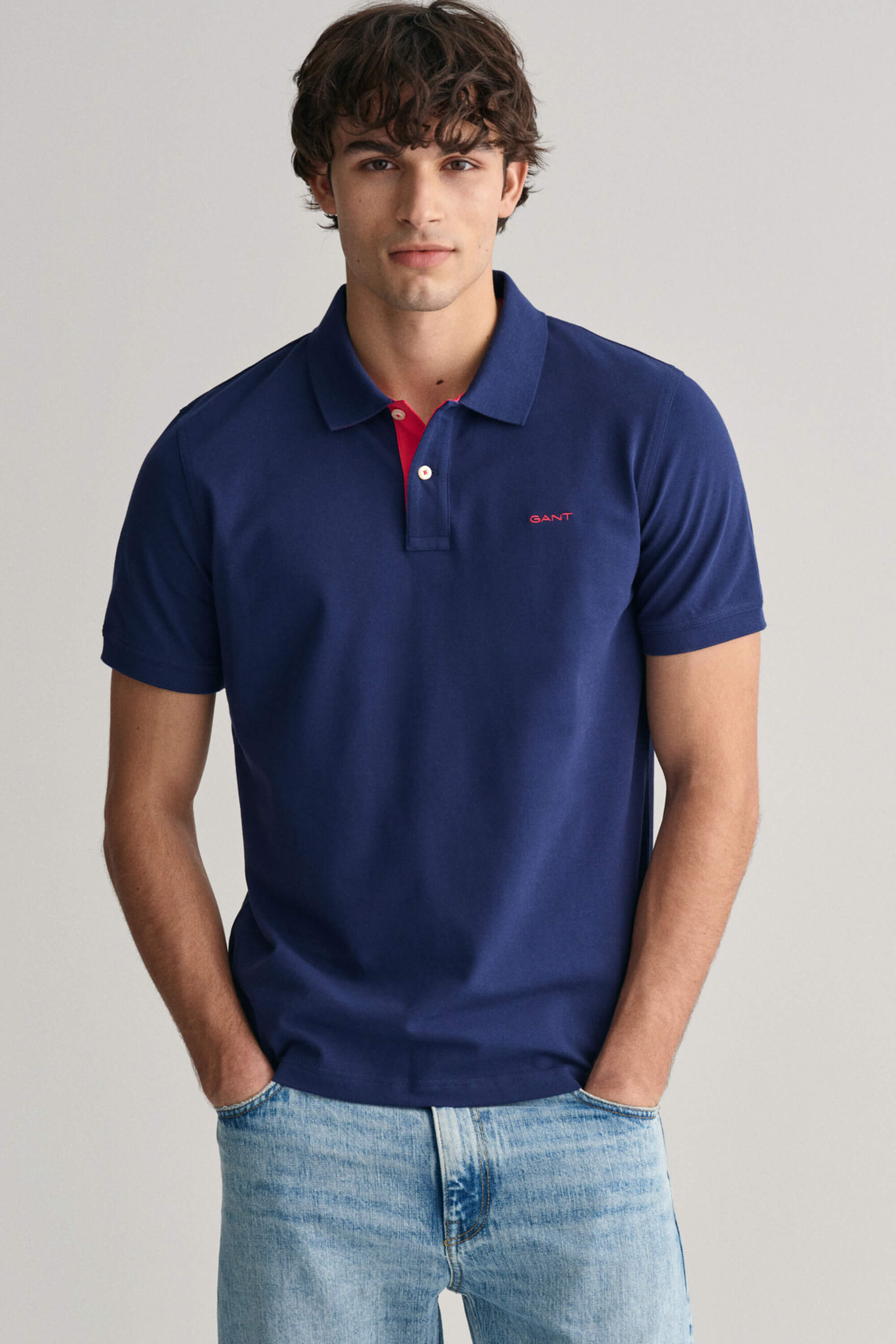 Gant Contrast Collar Polo Persian Blue