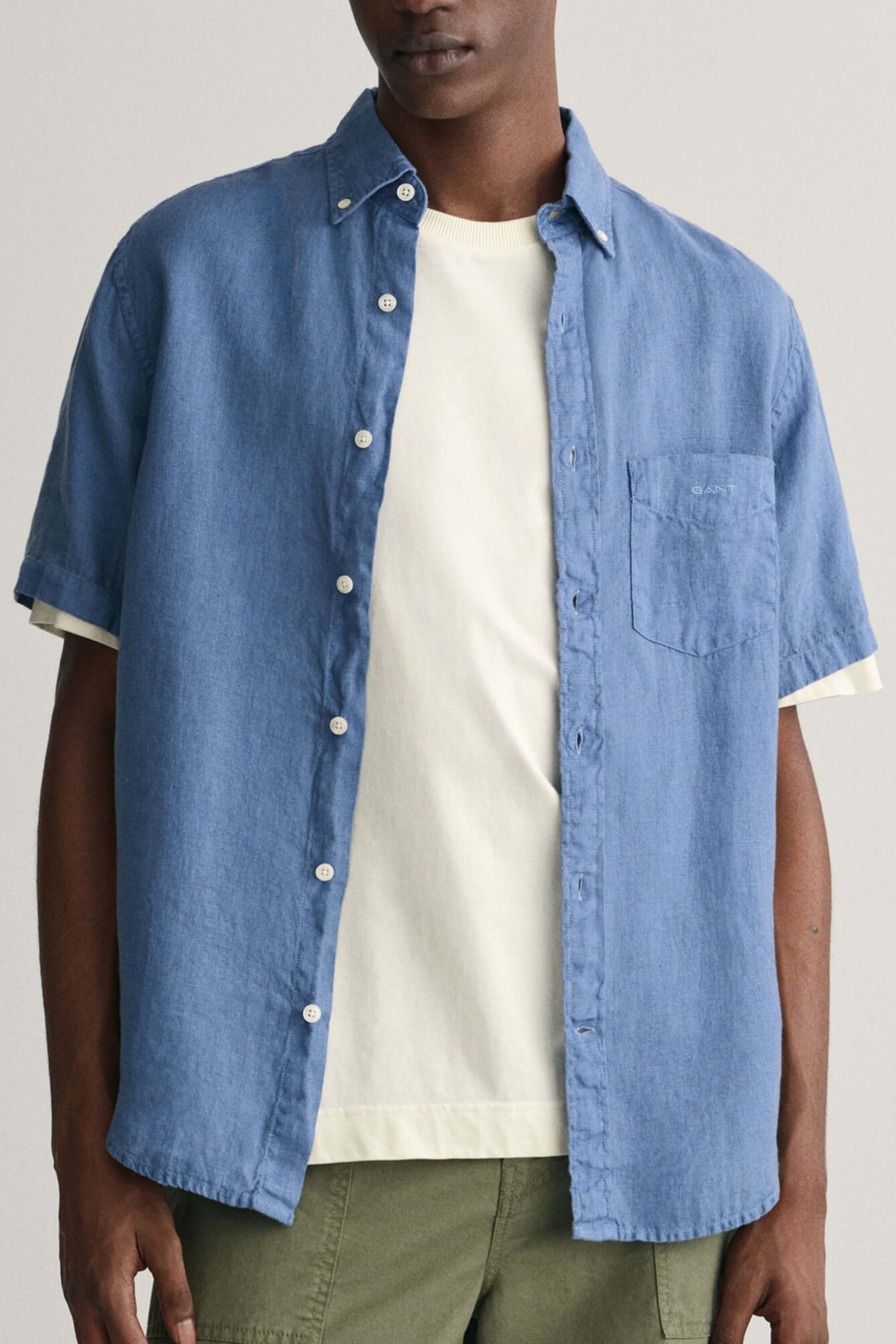 Gant GMNT Dyed Linen SS Shirt Salty Sea