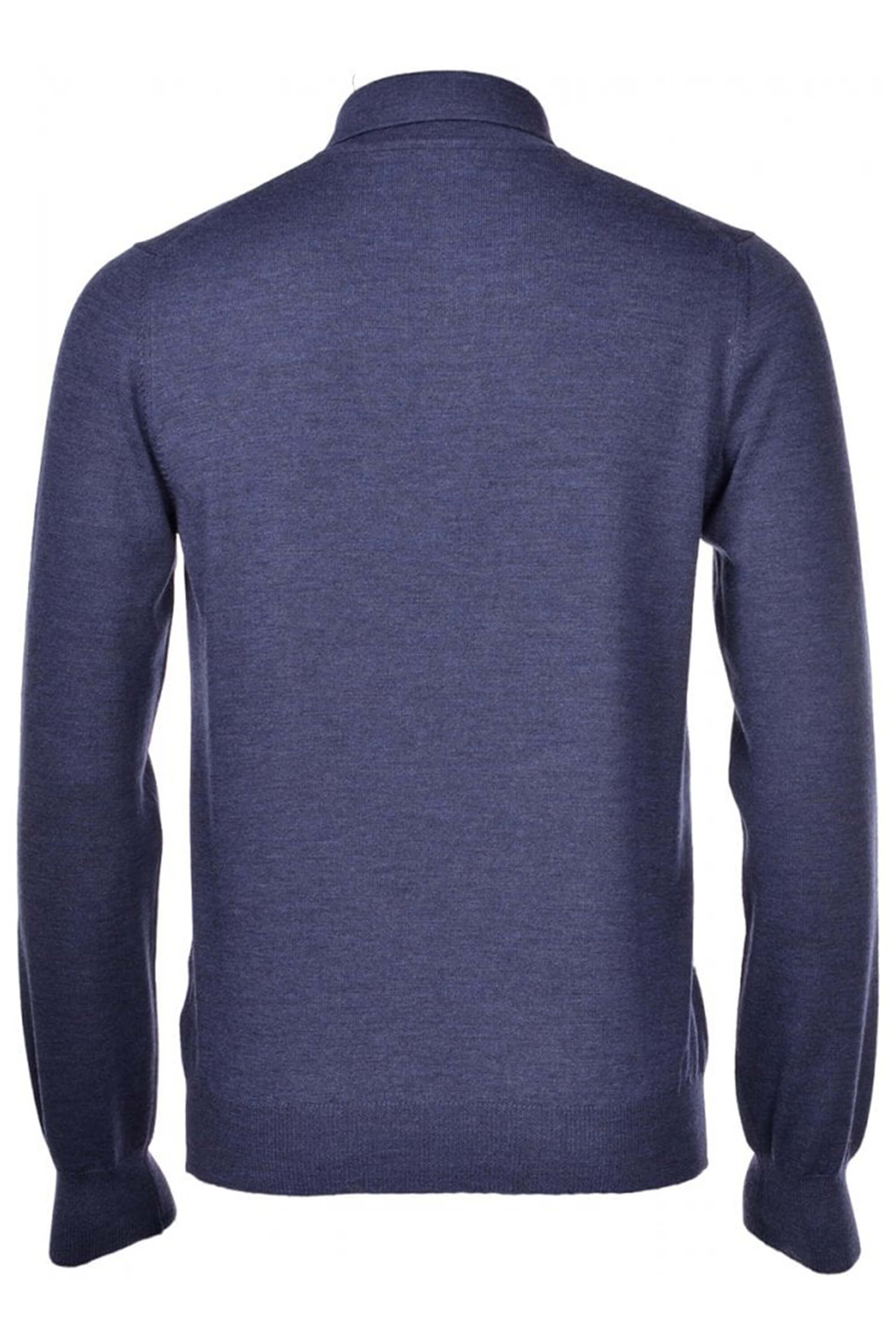 Gran Sasso Merino Wool LS Polo Blue