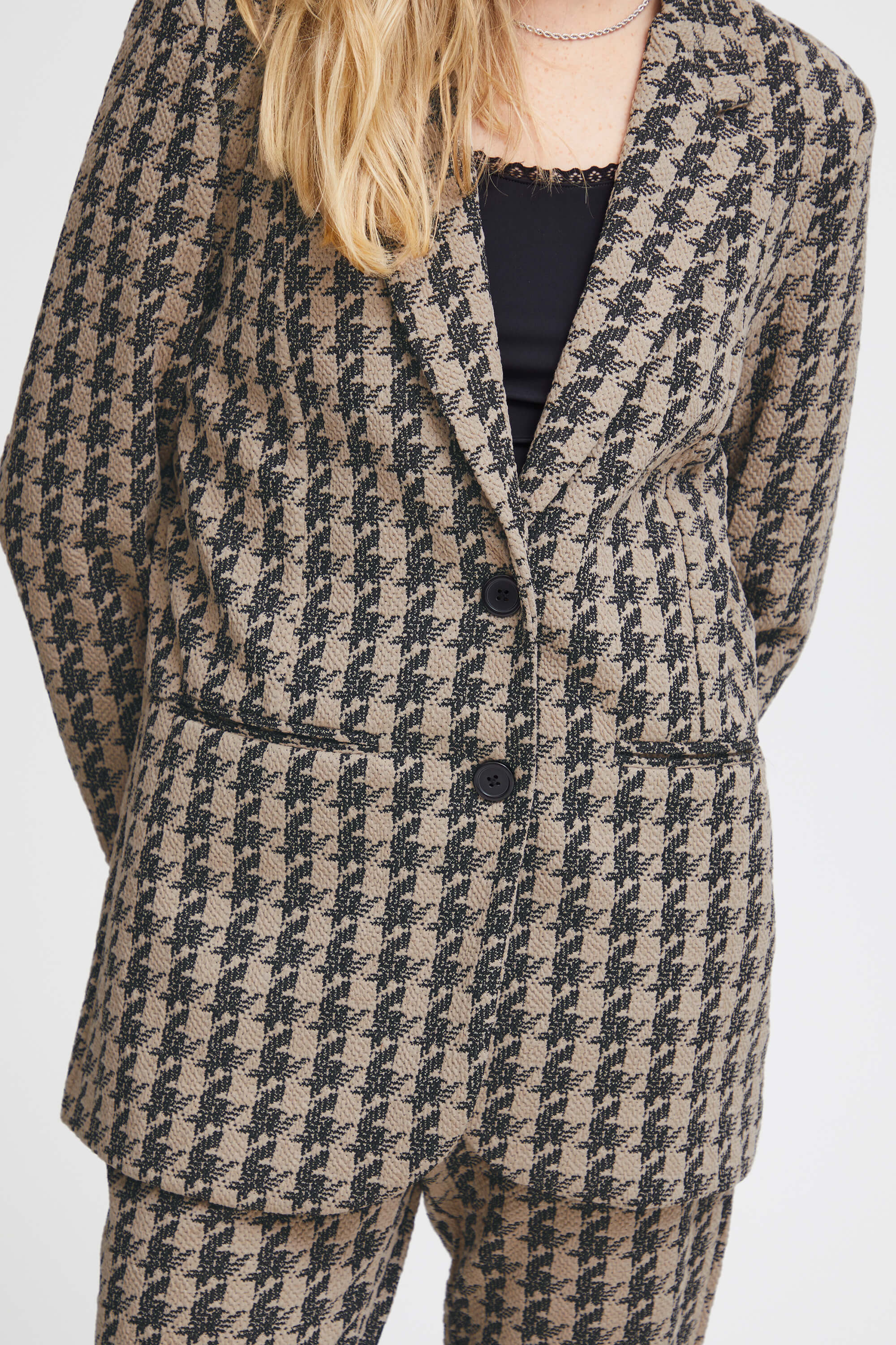 Ichi Kate Houndtooth Jacket Doeskin