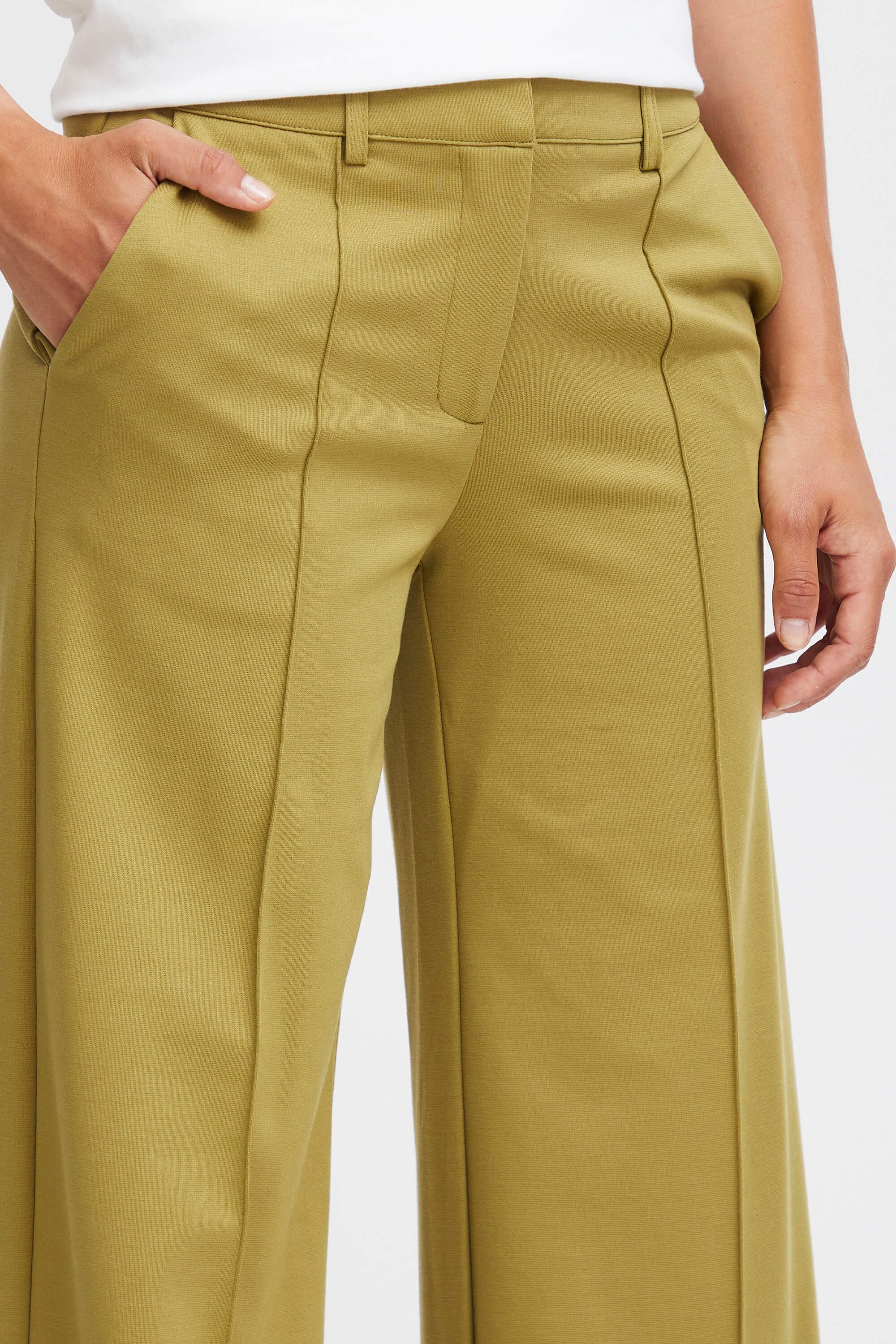 Ichi Kate Office Wide Trousers Green Moss