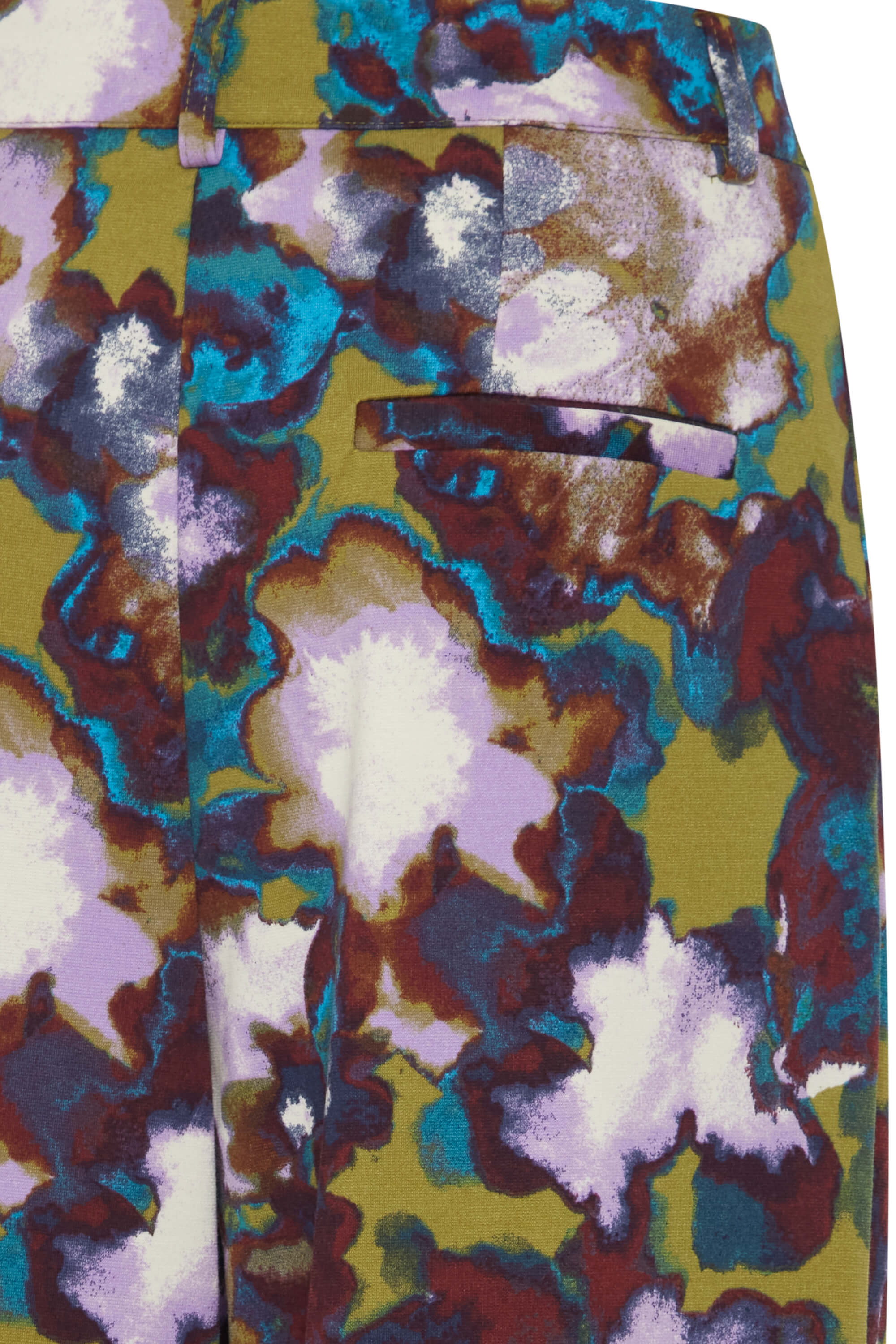 Ichi Kate Print Trousers Green Moss Multi