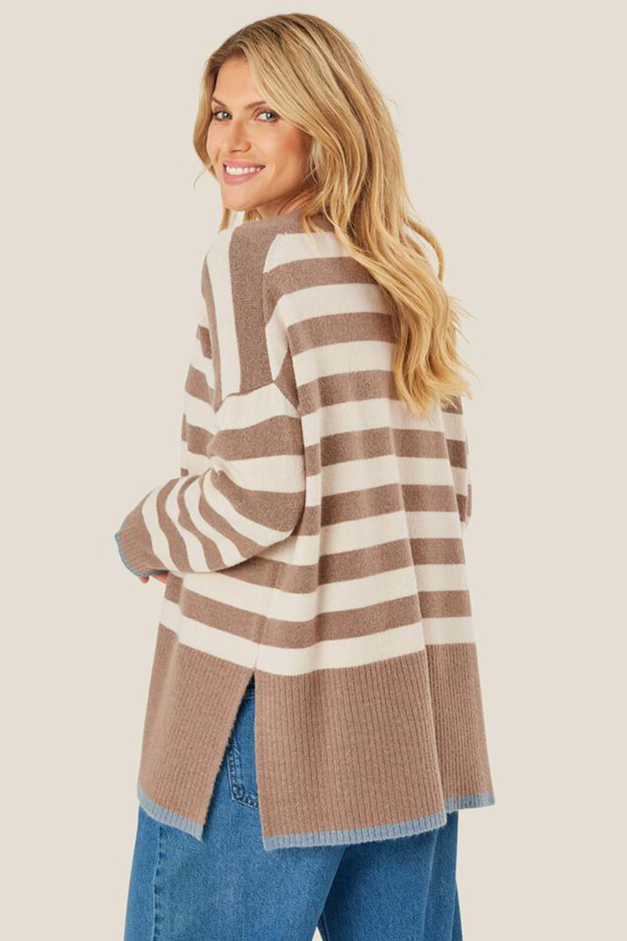 Masai Luz Striped Cardigan Mink