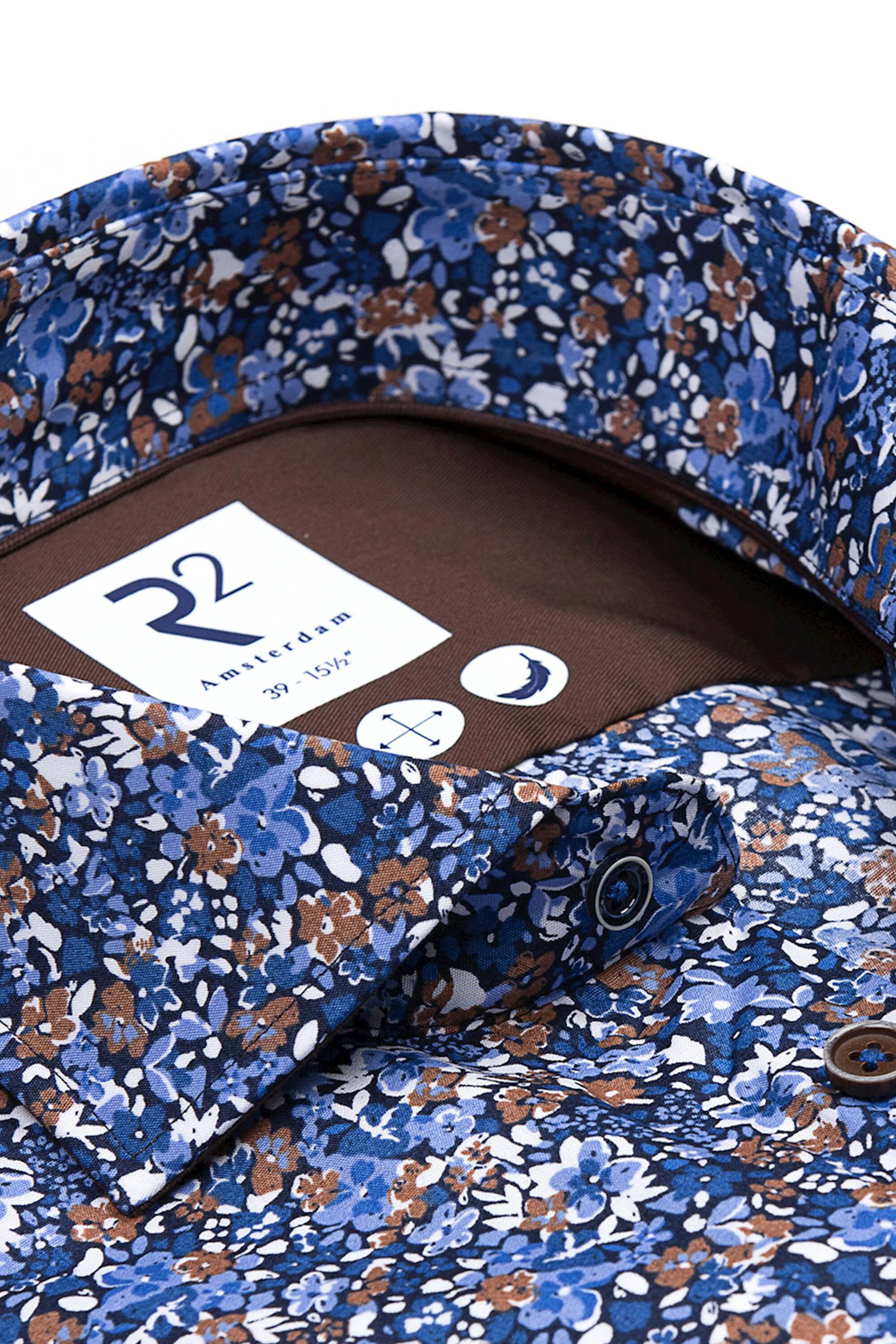 R2 Floral Print Shirt Blue/Brown