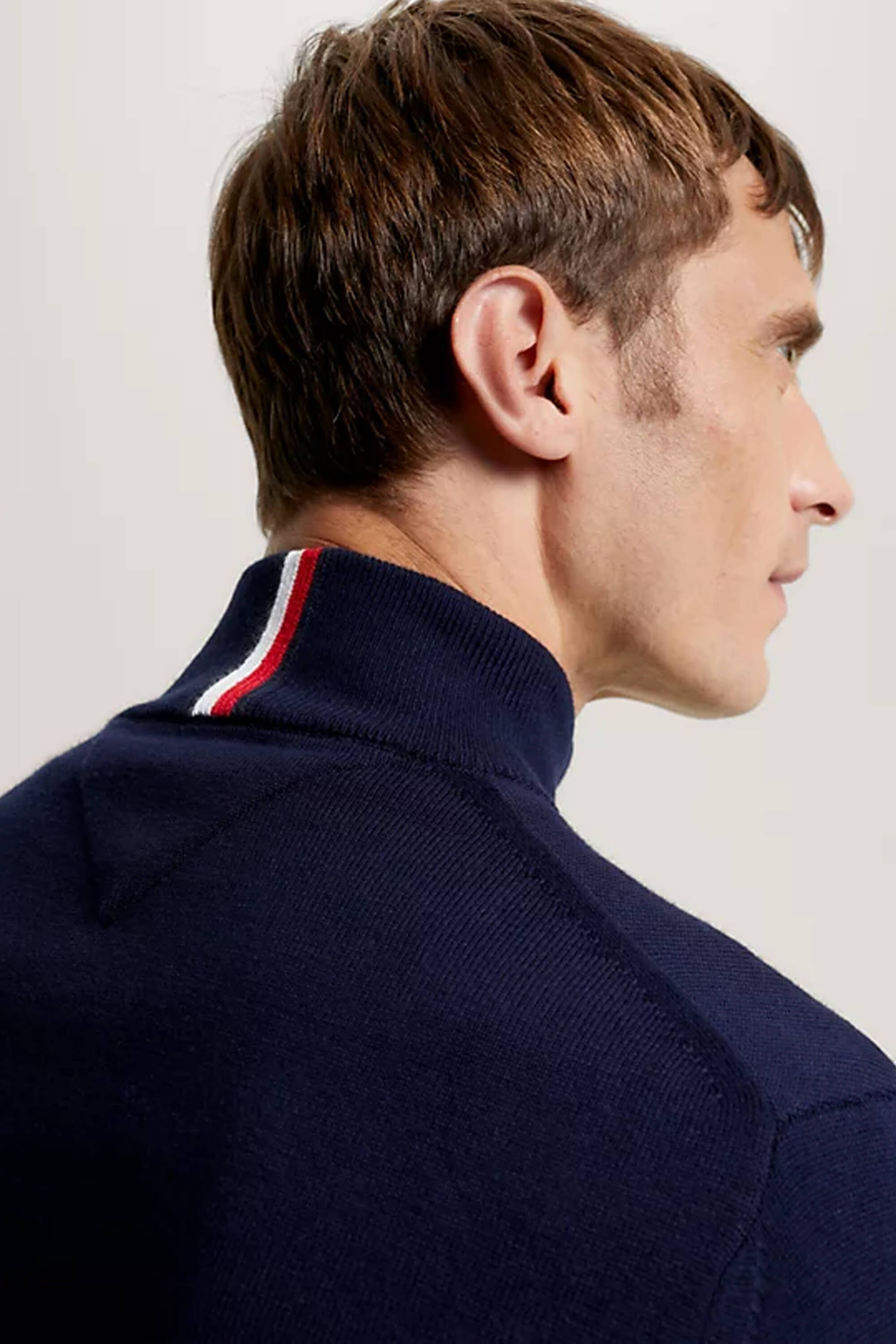 Tommy Hilfiger Cotton Cashmere Zip Mock Navy