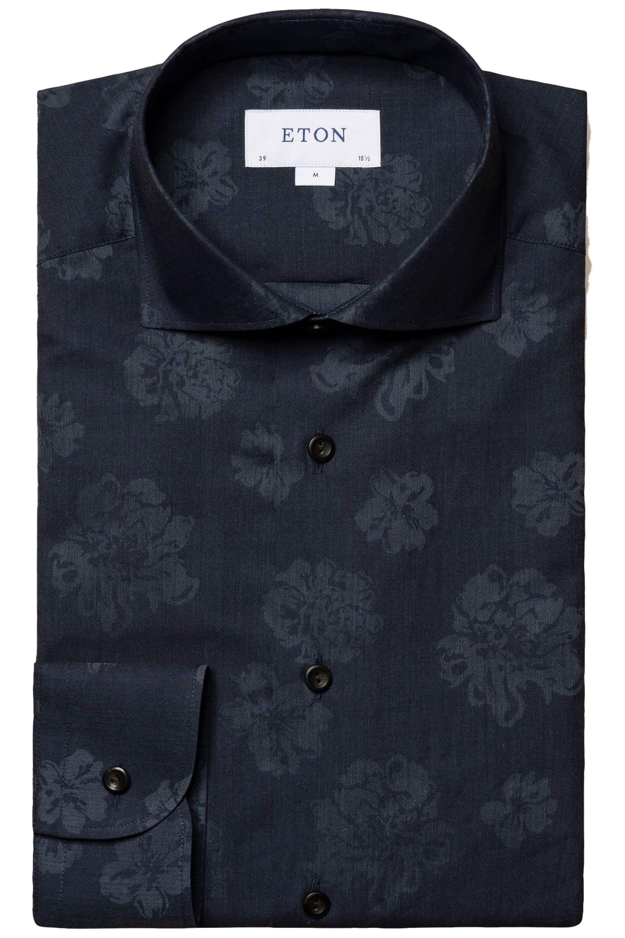 Eton Floral Jacquard Wrinke Free Flannel Shirt