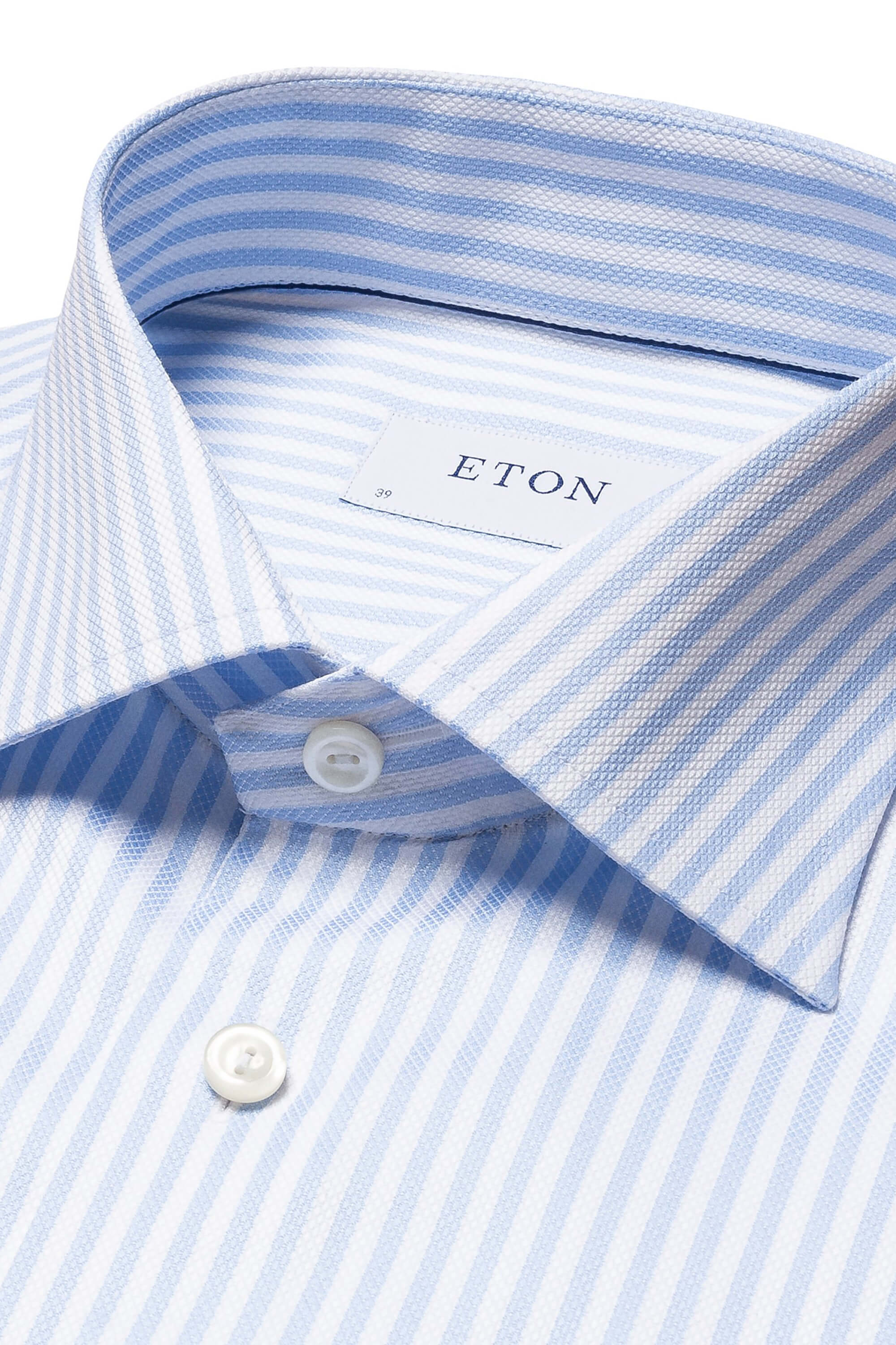 Eton Light Blue Bengal Striped Royal Twill Shirt