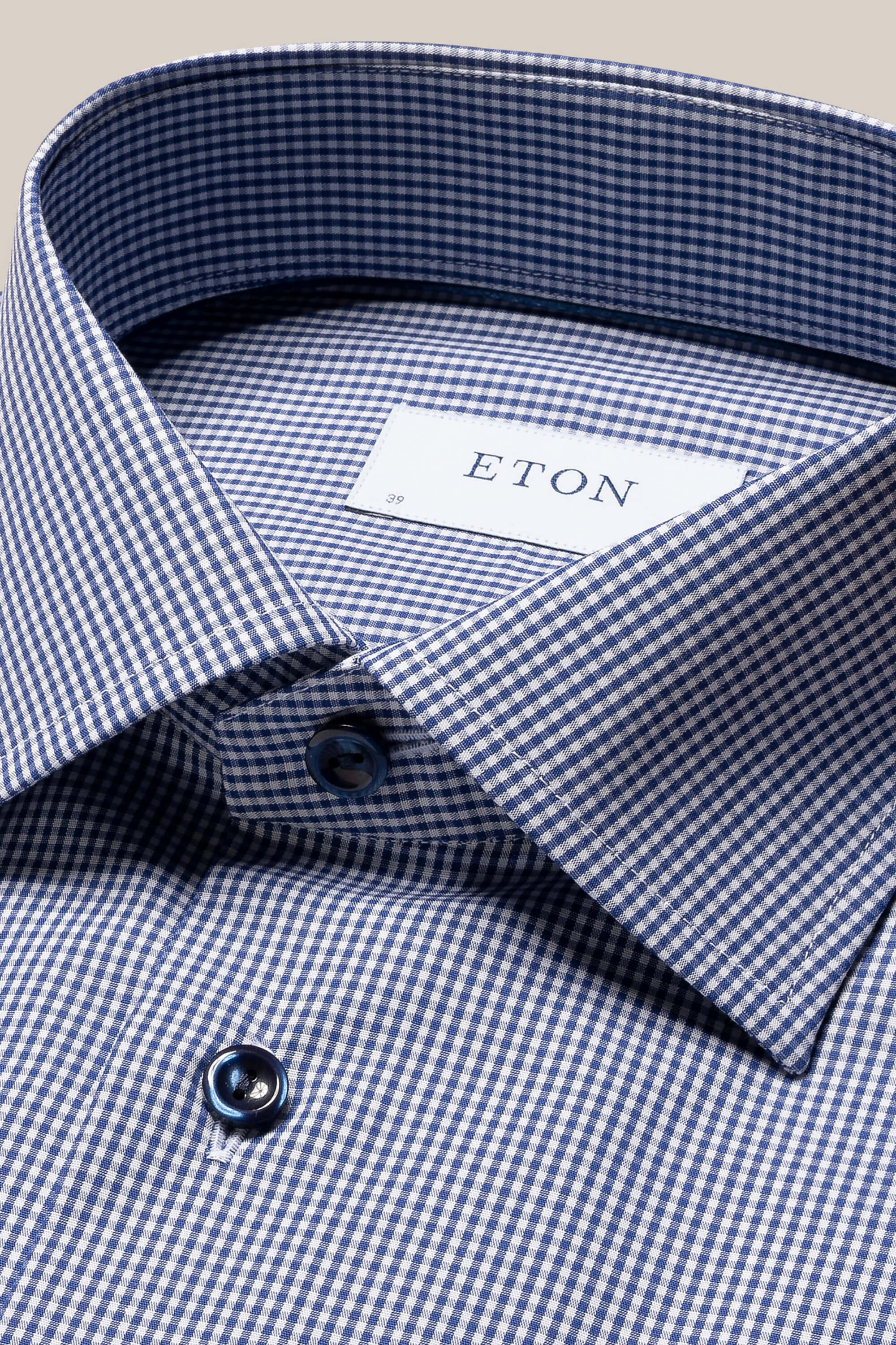 Eton Mid Blue Check Poplin Shirt