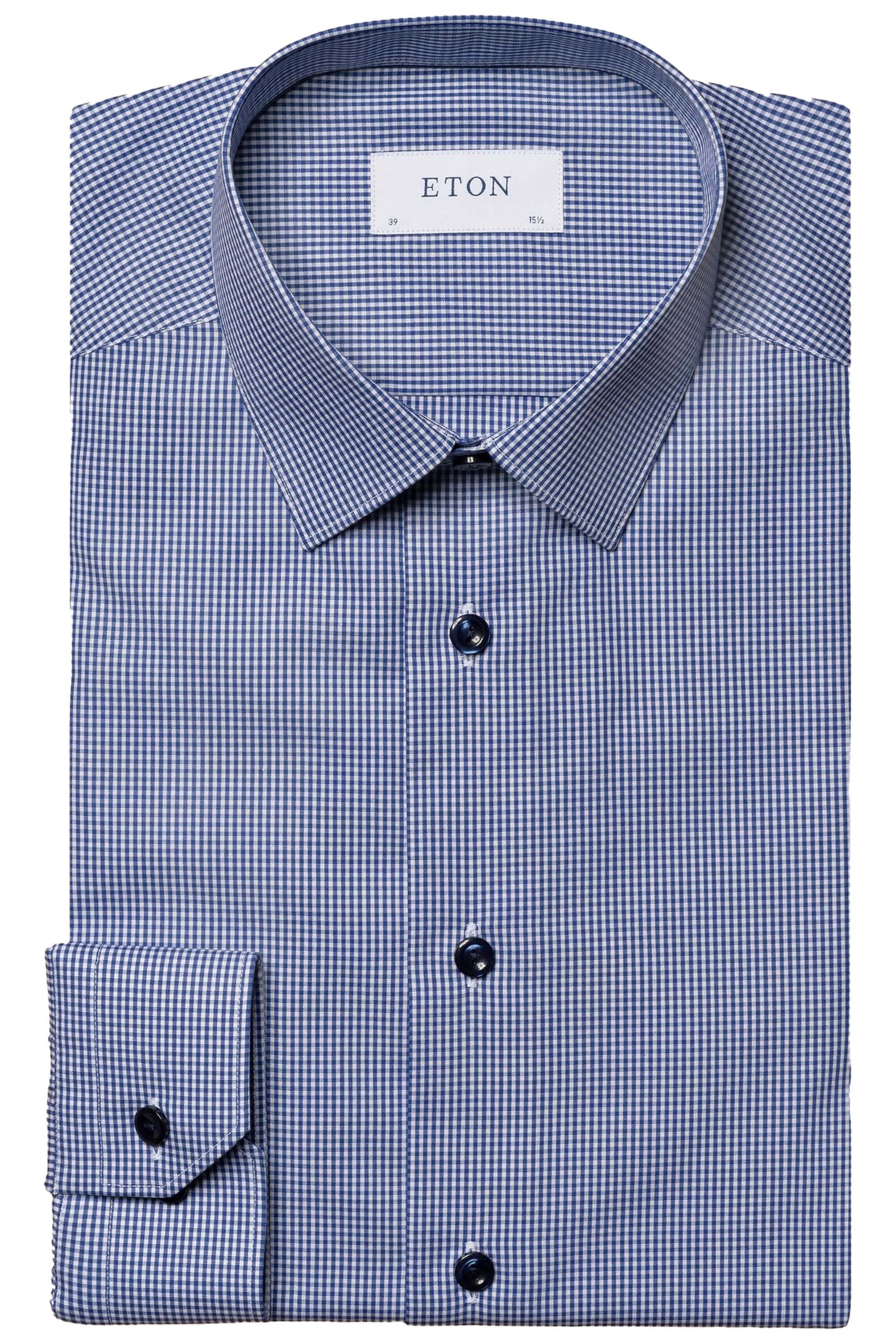 Eton Mid Blue Check Poplin Shirt