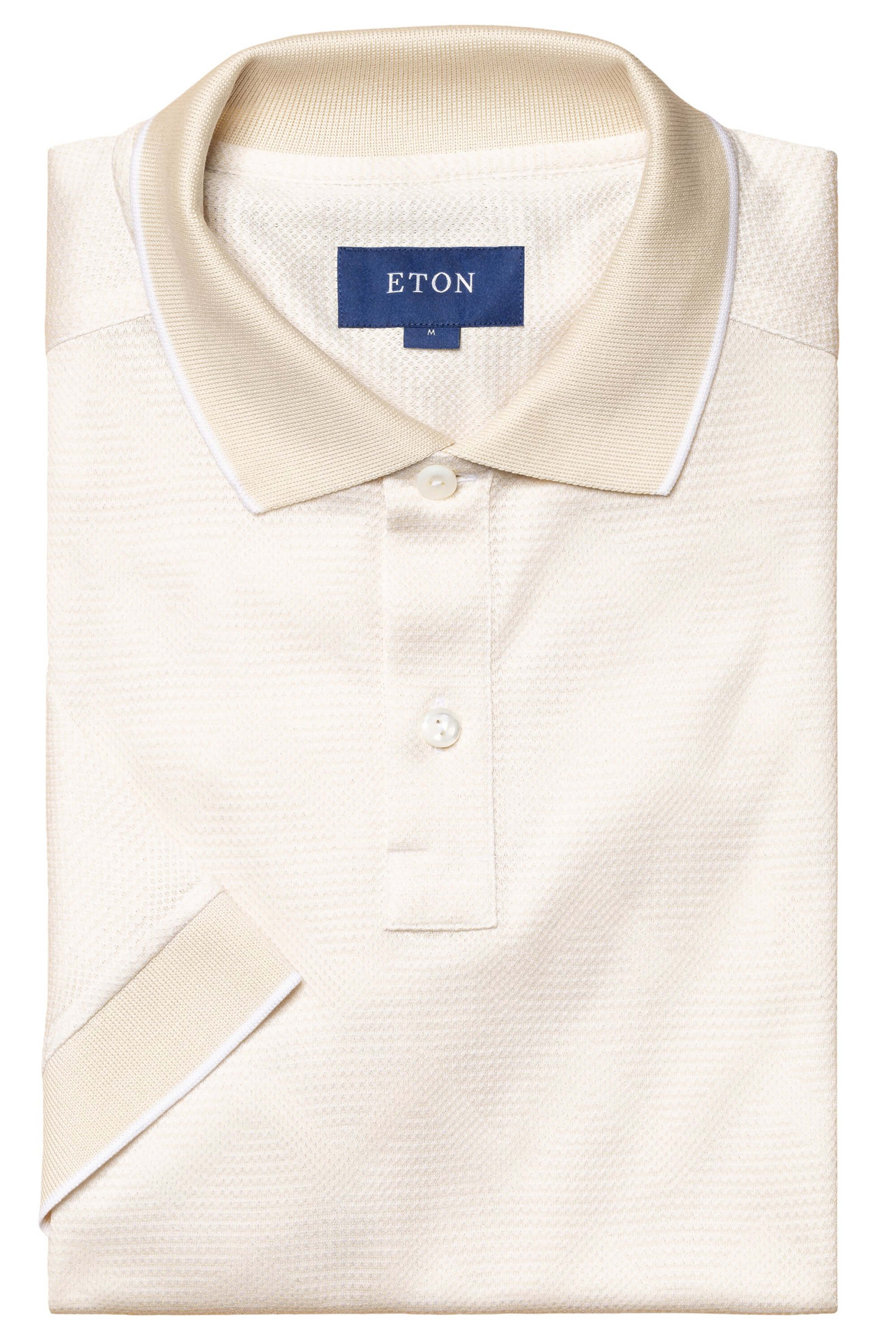 Eton White Knit Collar Polo Shirt