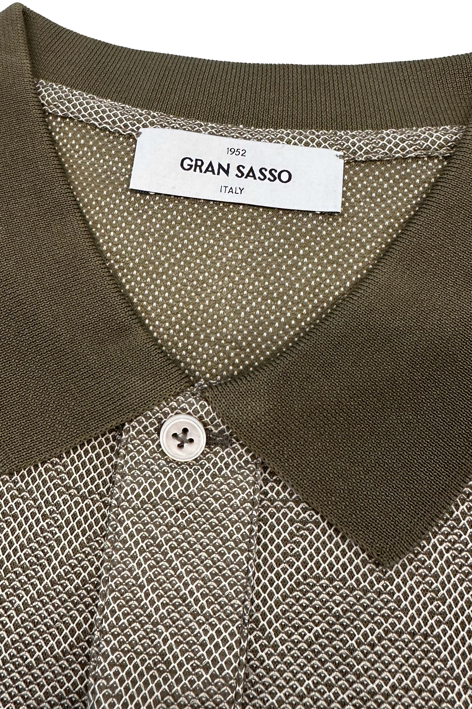 Gran Sasso Knit Print Leaf Polo Green