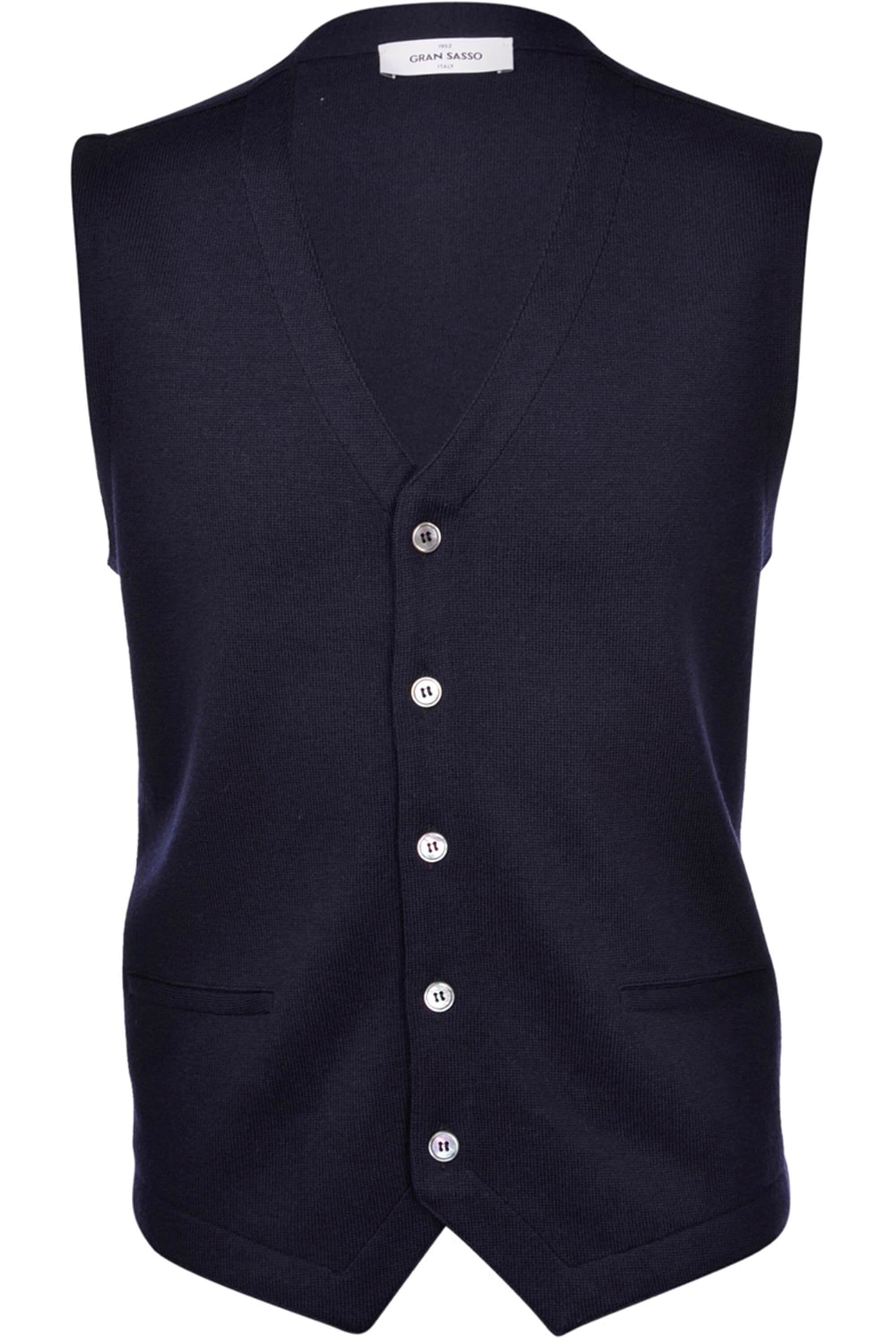 Gran Sasso Merino Wool Knit Waistcoat Navy