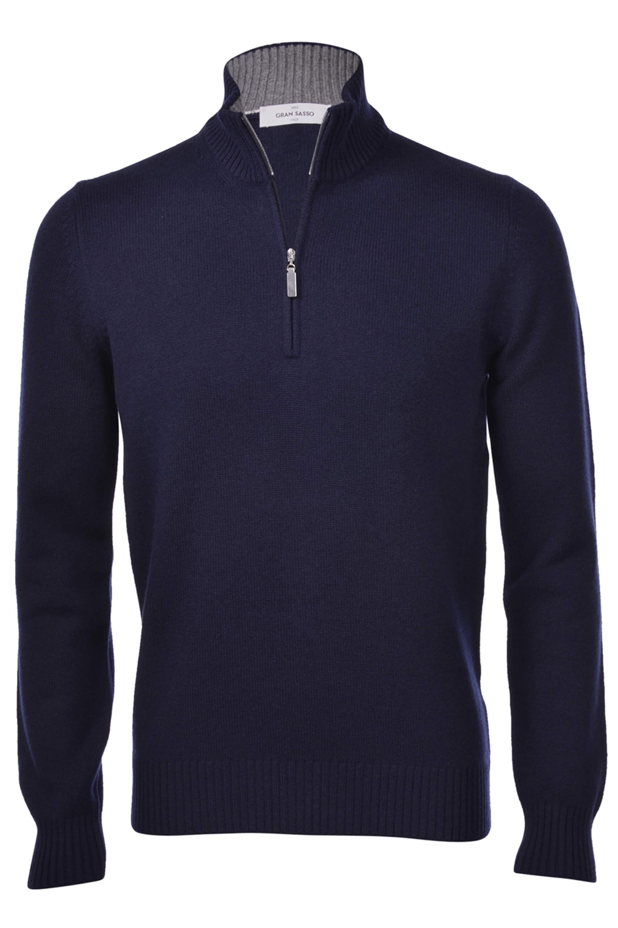 Gran Sasso 2-Ply Cashmere Blend Mock Zip Navy