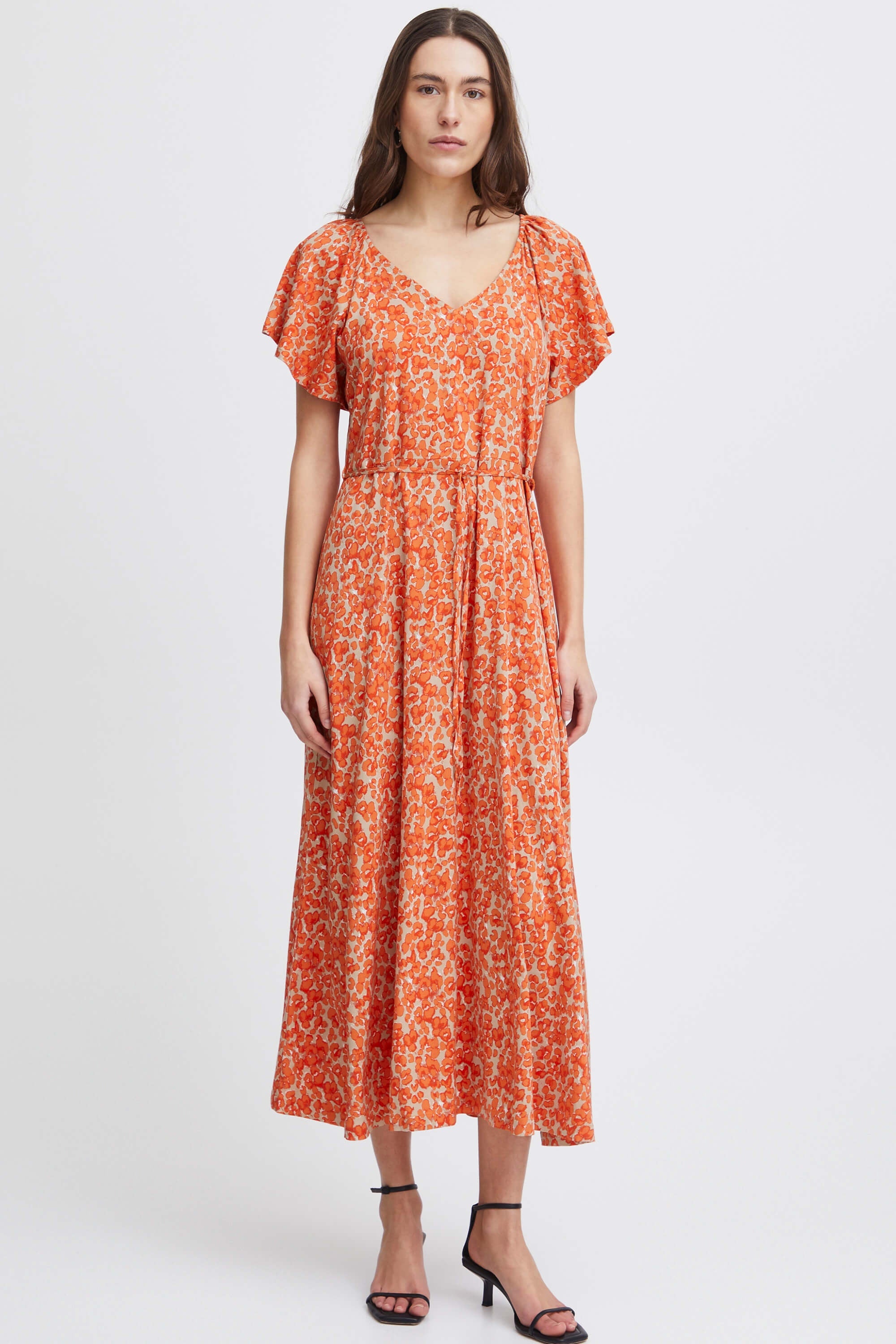 Ichi Aya Dress Coral Rose Leo