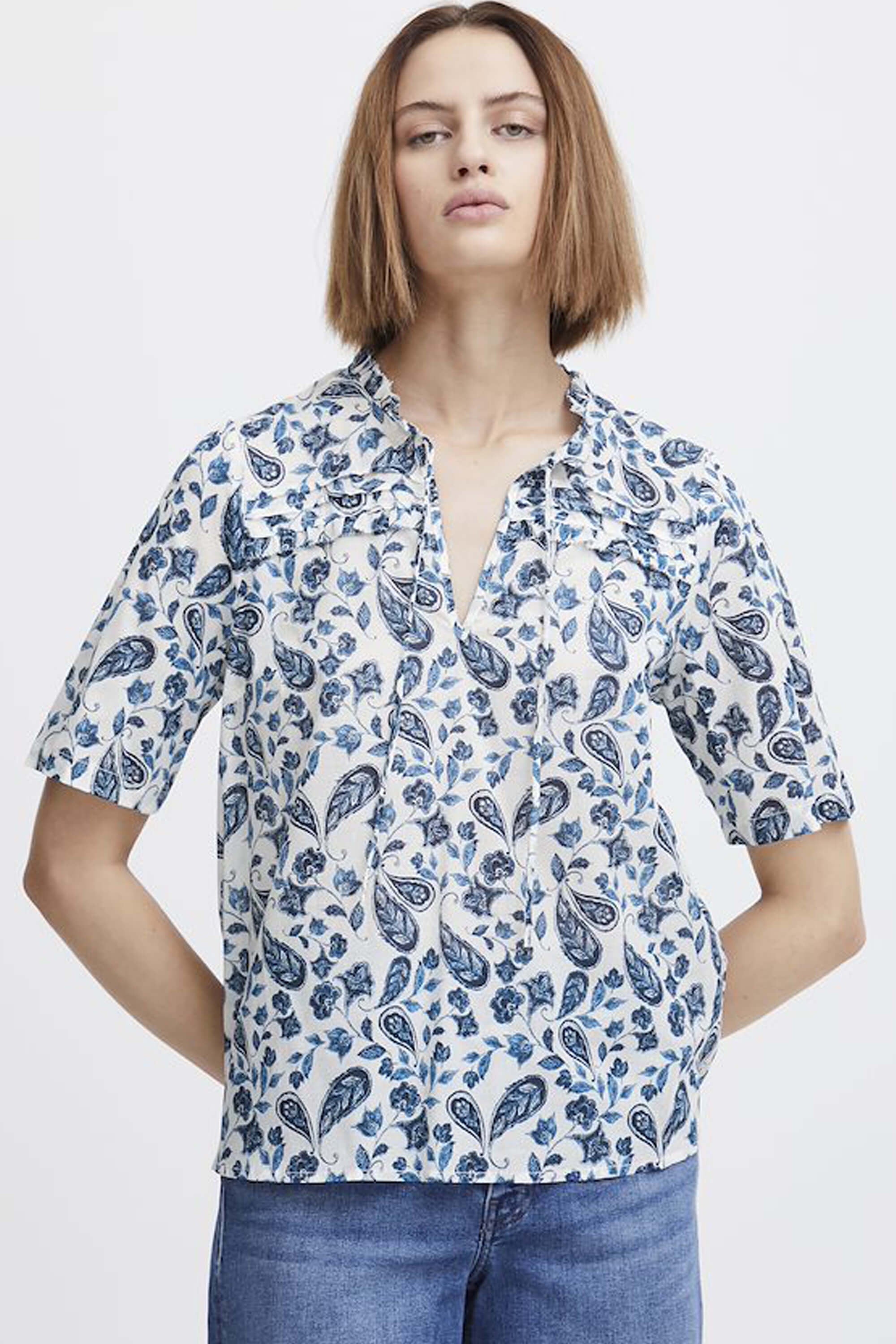 Ichi Emmeretta Blouse Baleine Blue