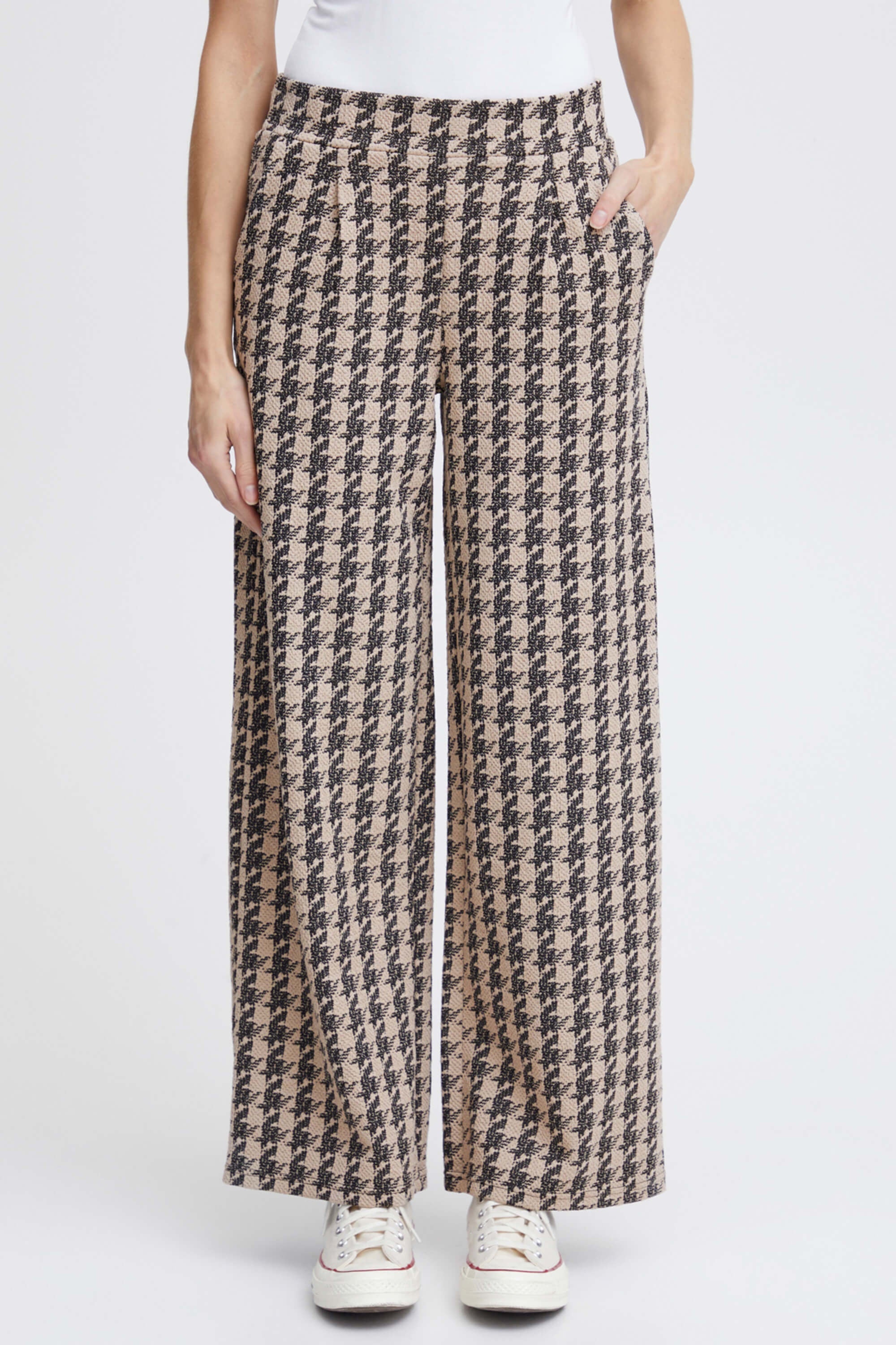 Ichi Houndstooth Trousers Doeskin