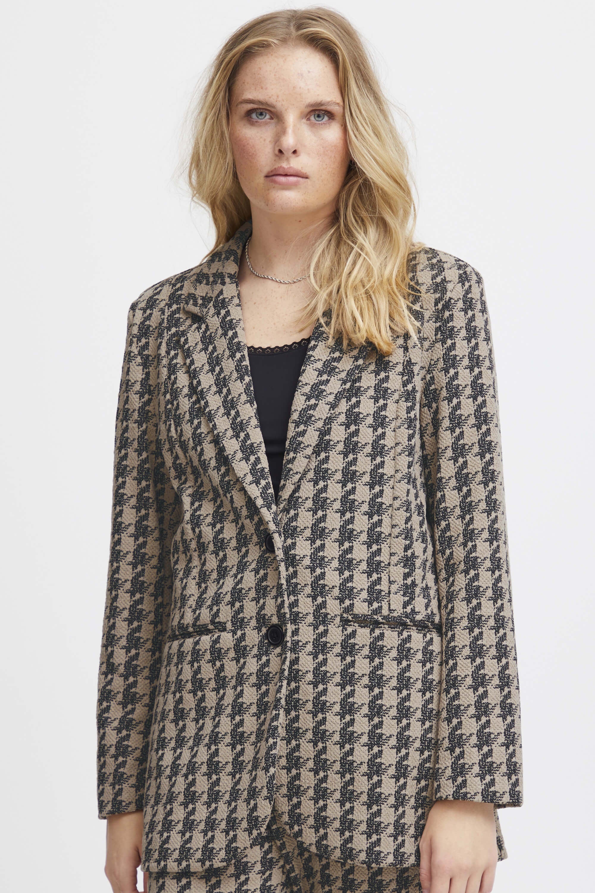 Ichi Kate Houndtooth Jacket Doeskin