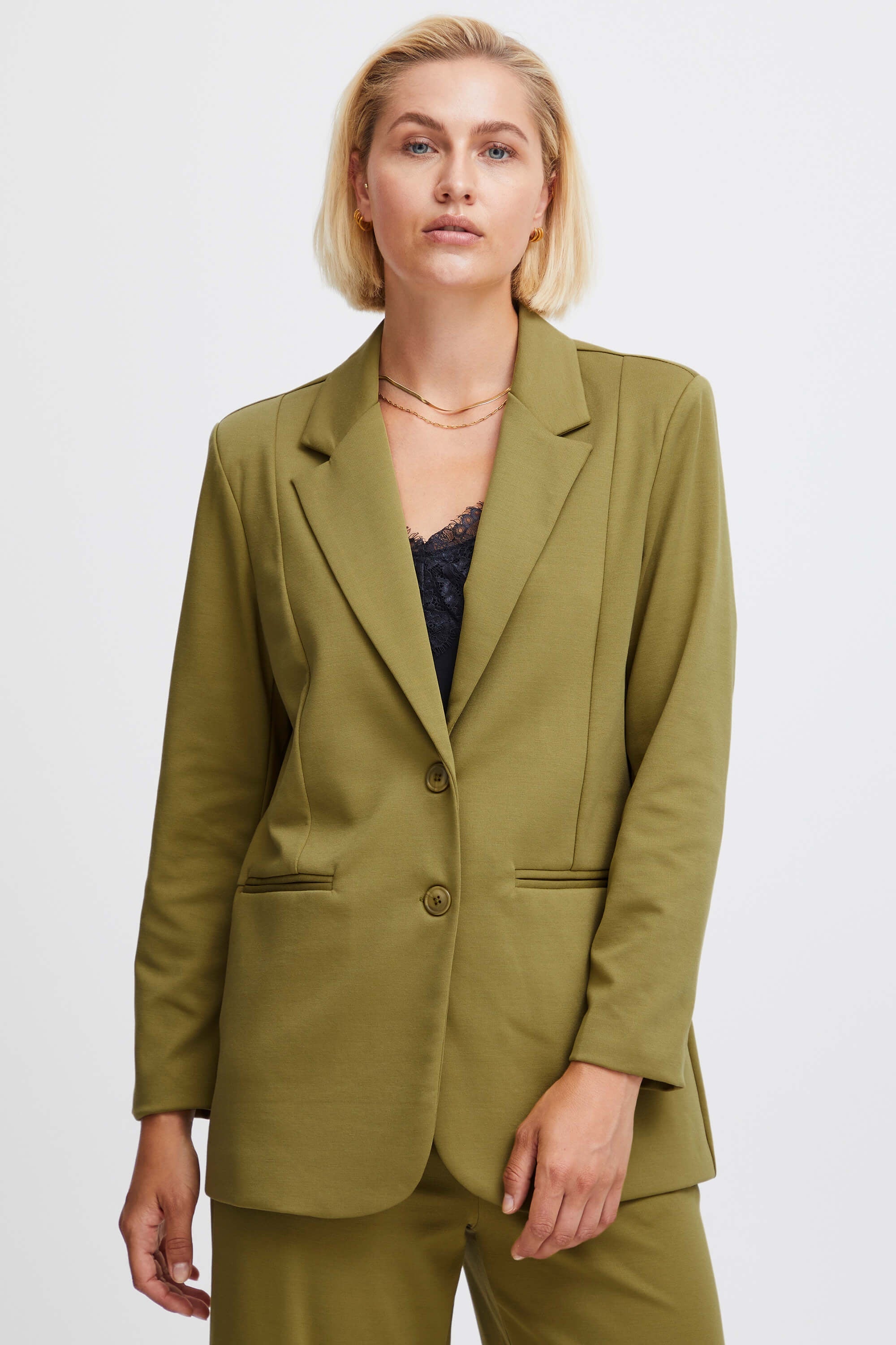 Ichi Kate Oversize Blazer Green Moss