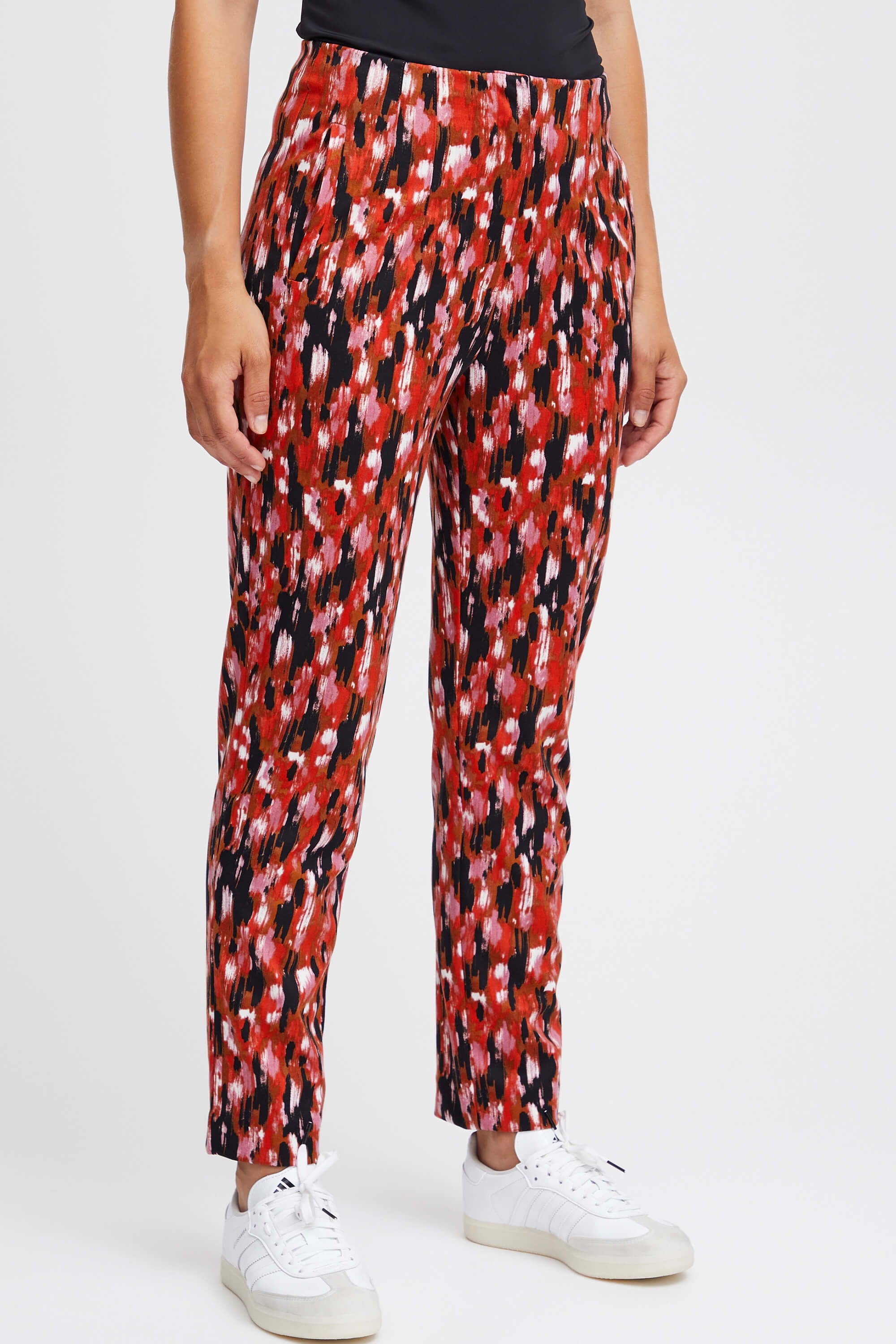 Ichi Kate Print Trousers Sugar Almond Art