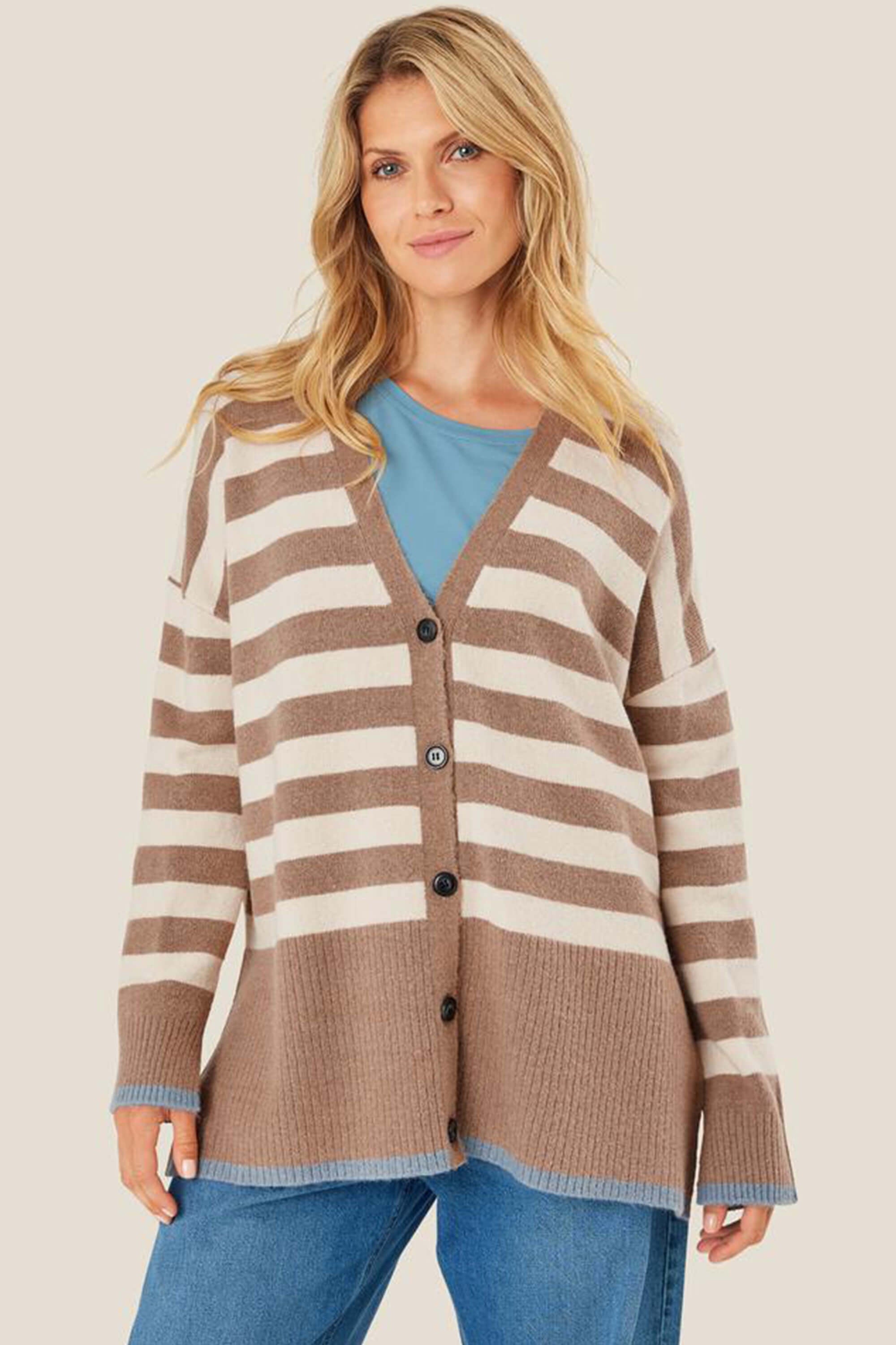 Masai Luz Striped Cardigan Mink