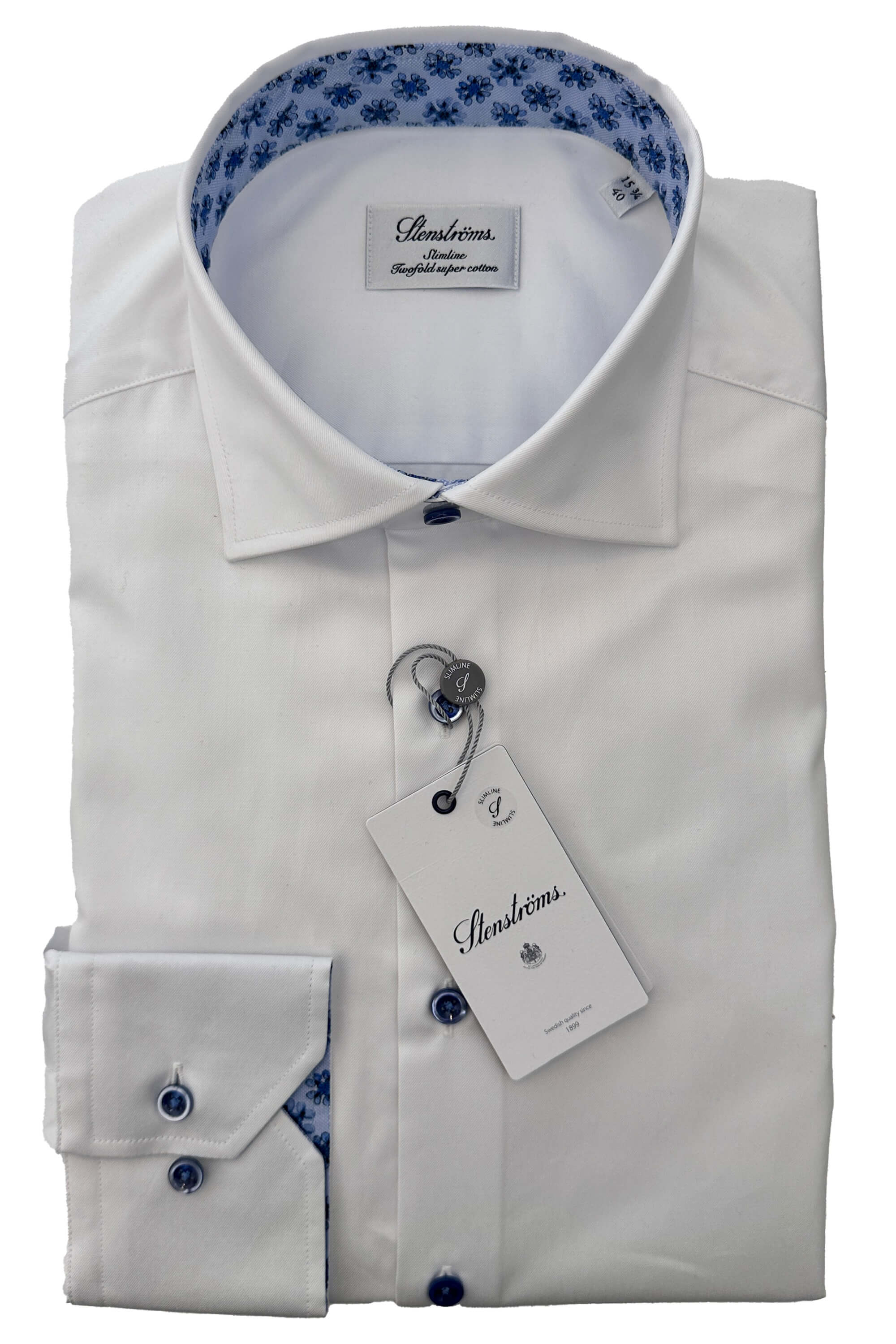 Stenstroms Blue Bud Trim White Shirt