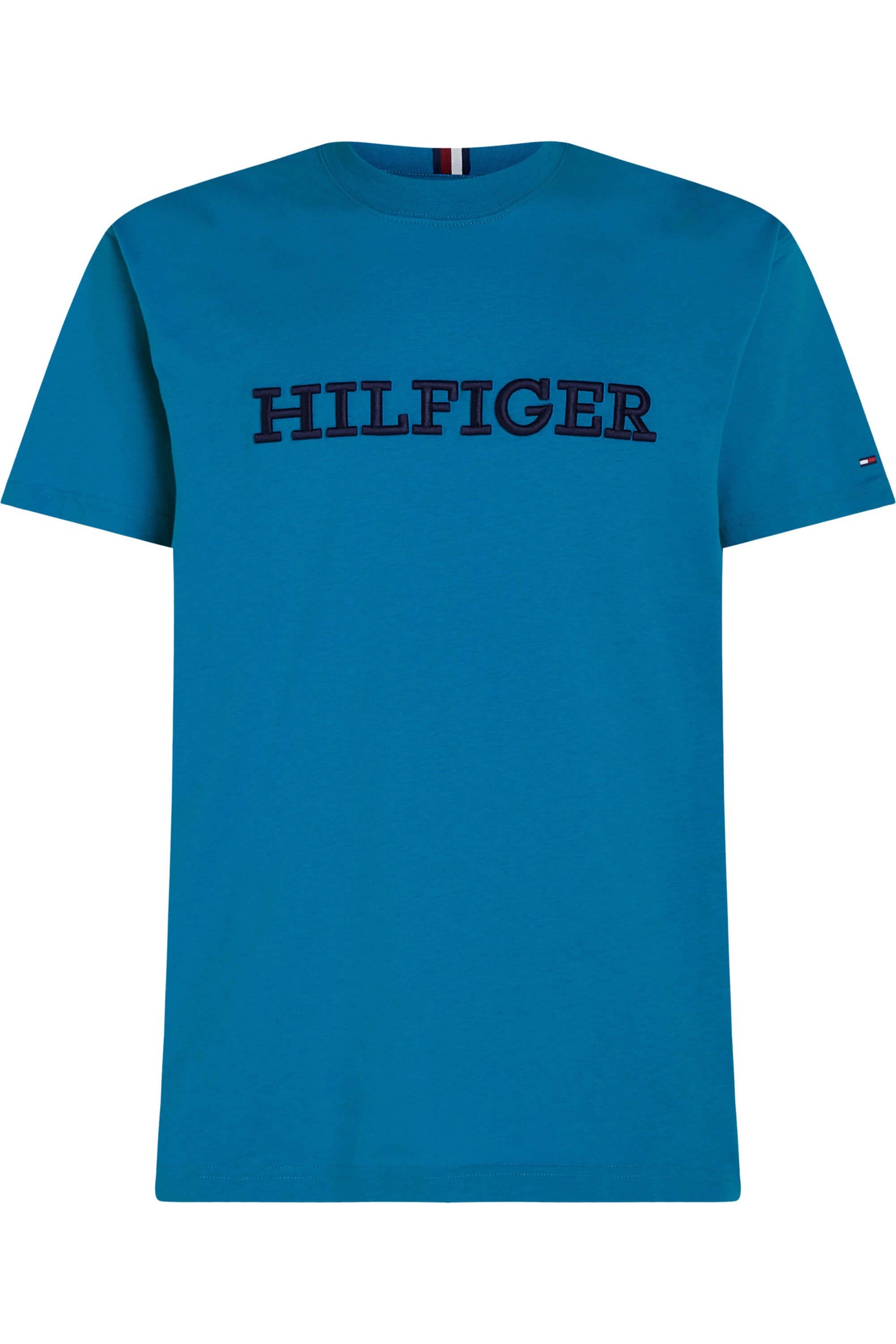 Aqua Tommy Monotype T-Shirt Hilfiger Embroidered