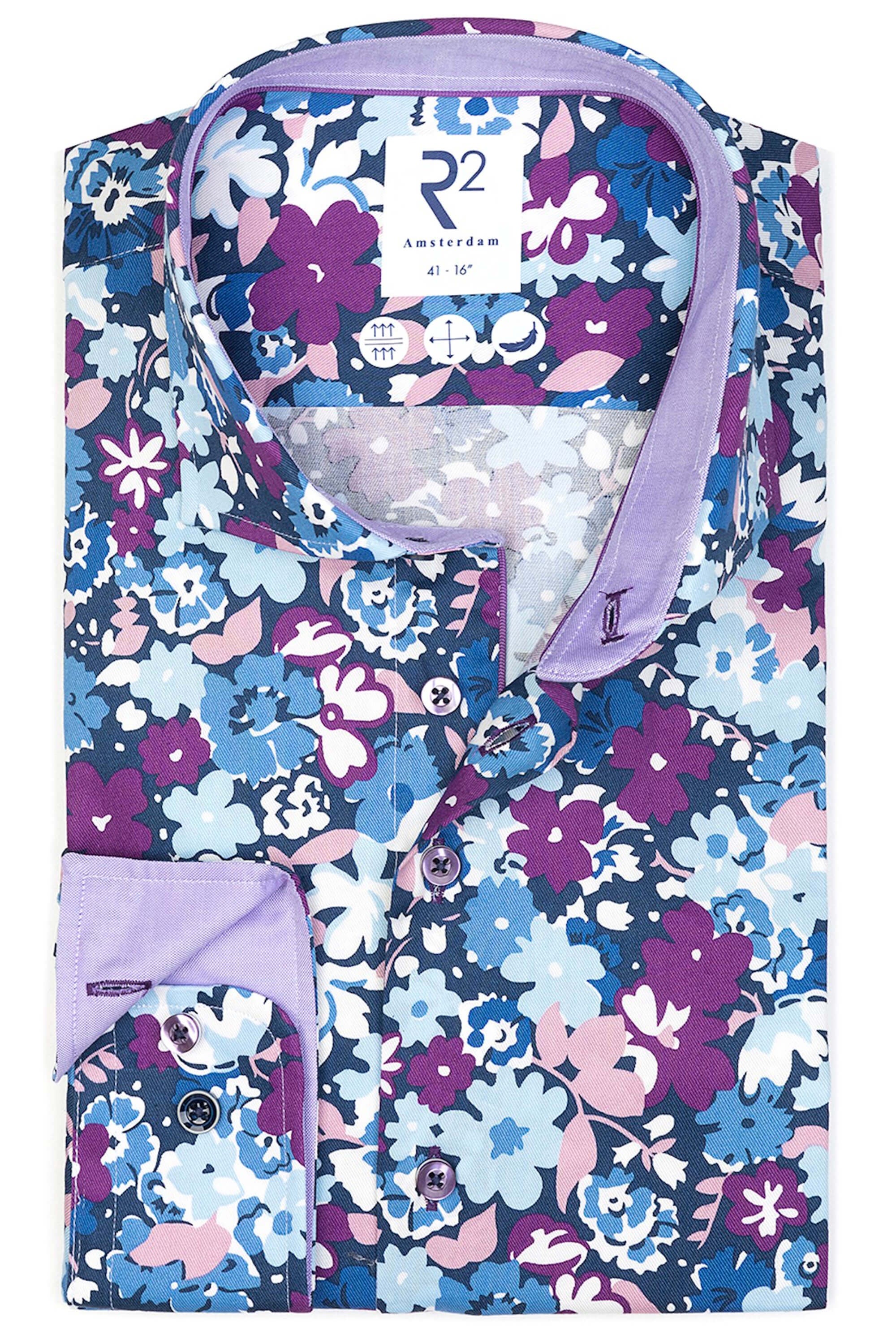 R2 Purple Liberty Print Flower Shirt