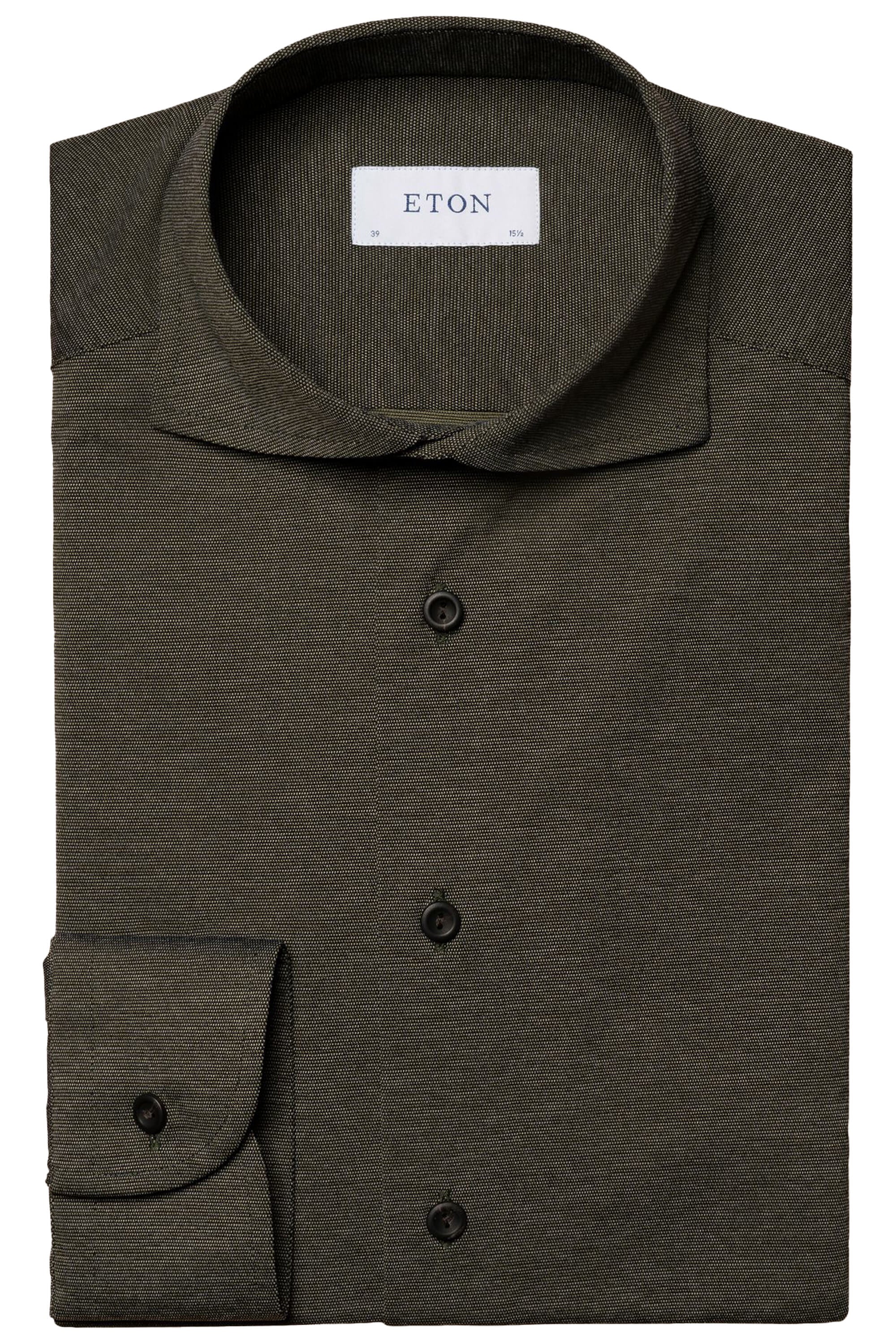 Eton Dark Green Melange Four-Way Stretch Shirt