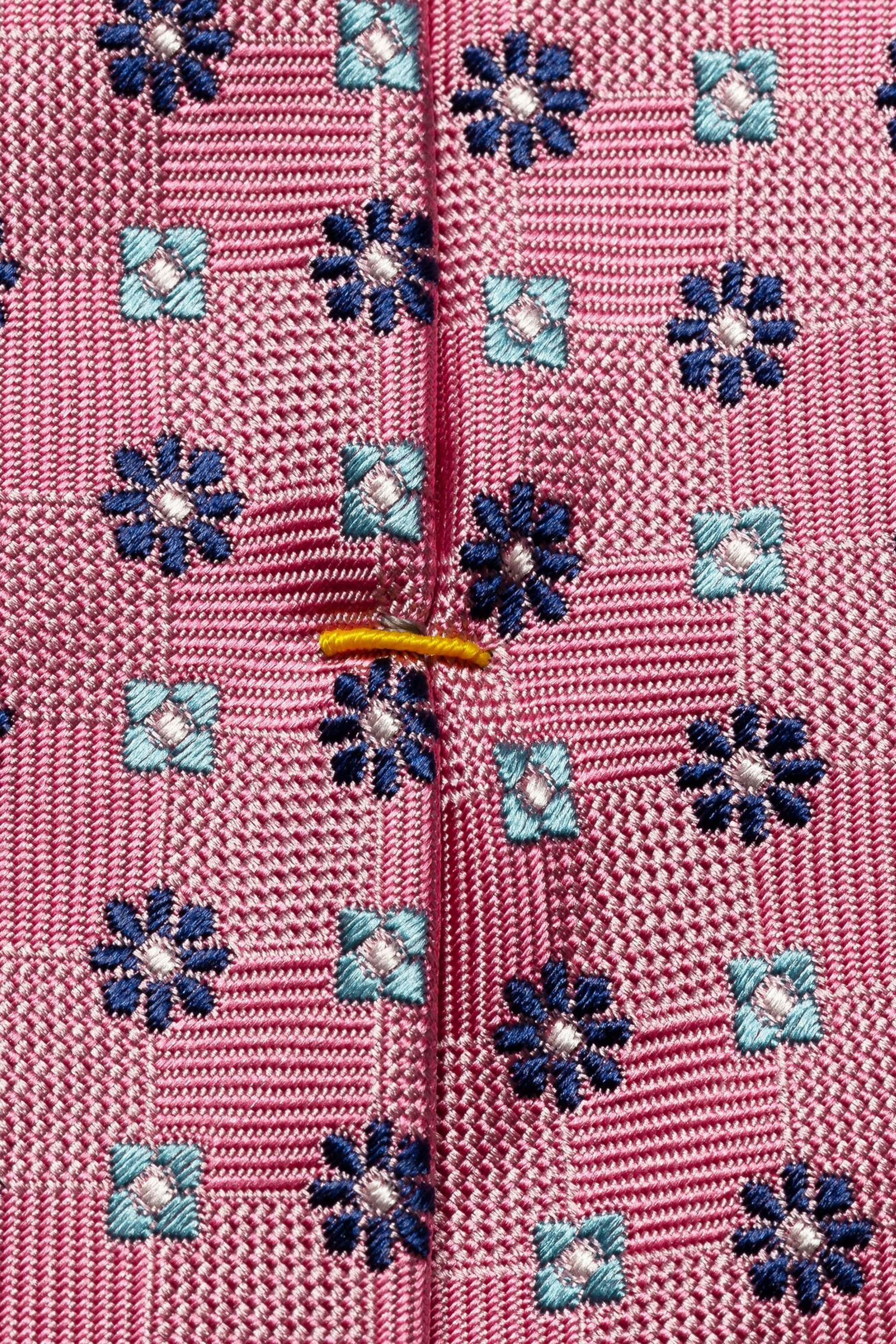 Eton Pink Micro Floral Print Silk Tie