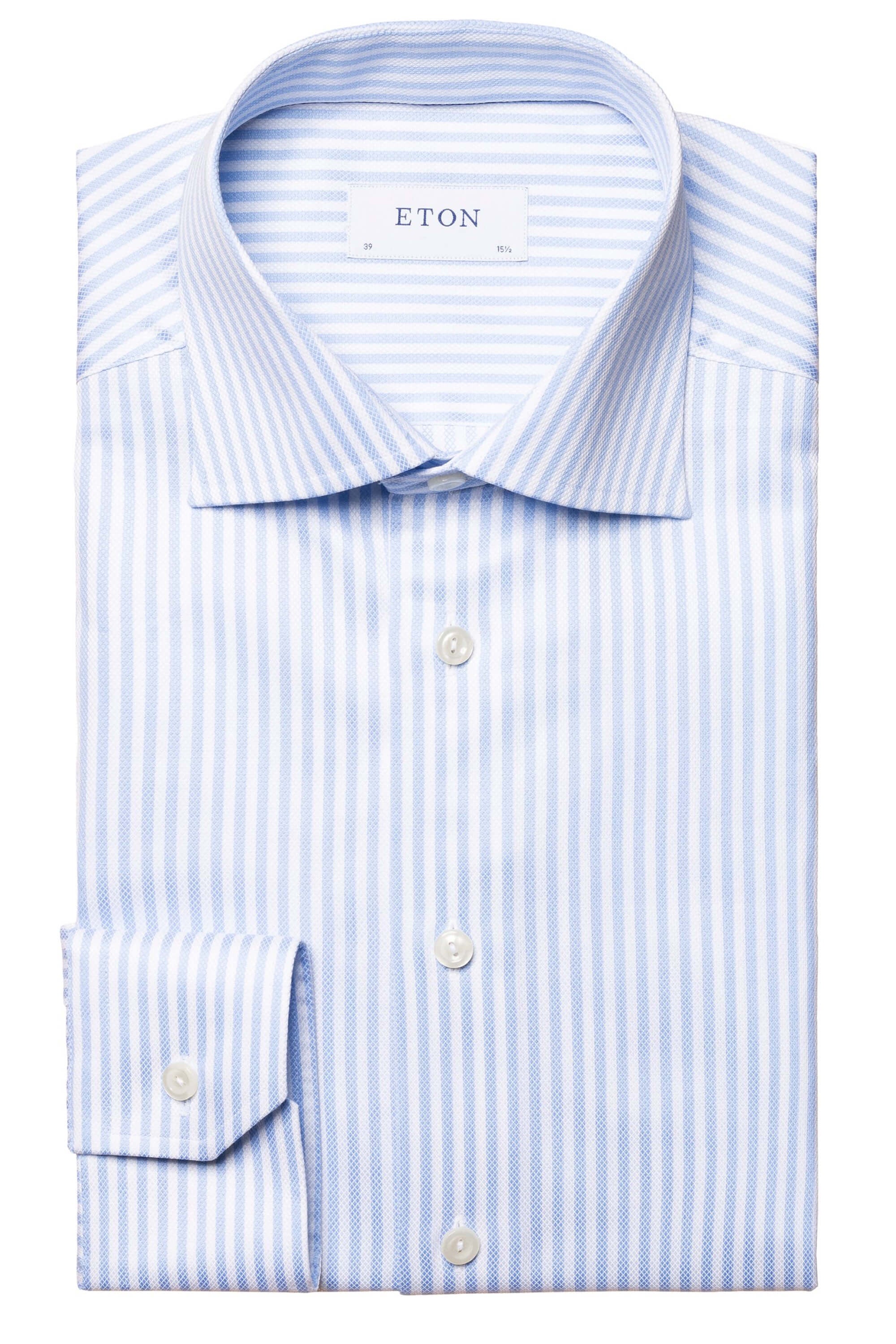 Eton Light Blue Bengal Striped Royal Twill Shirt