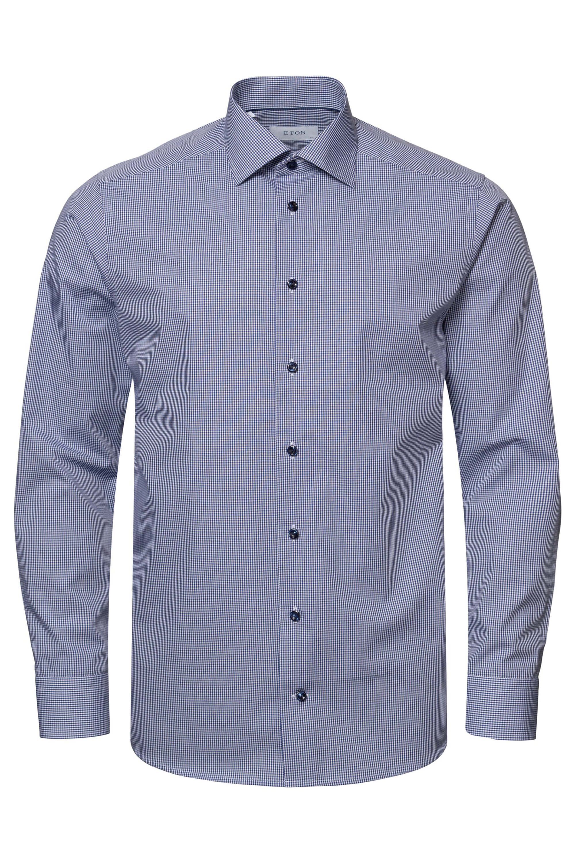 Eton Mid Blue Check Poplin Shirt