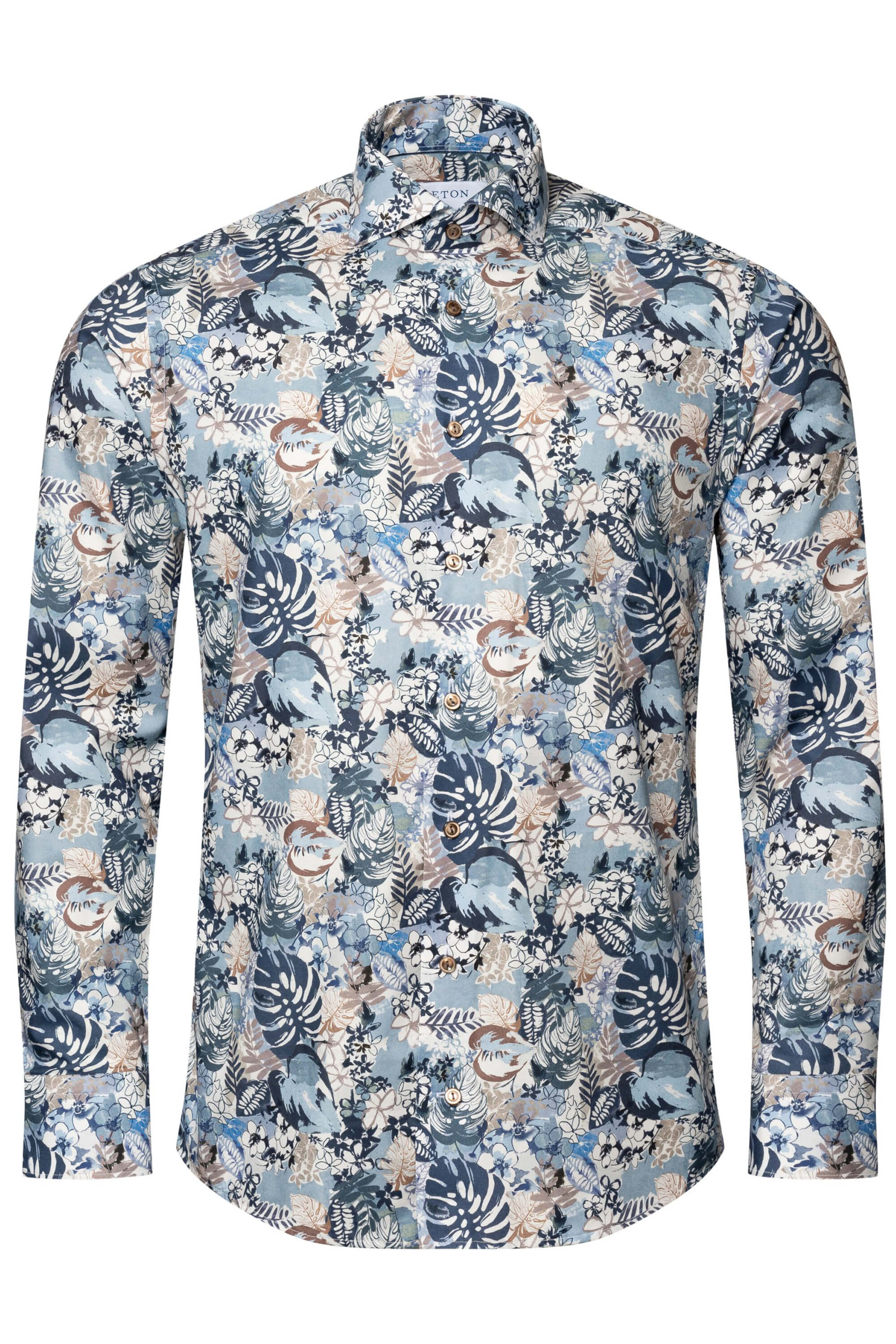 Eton Mid Blue Floral Print Shirt