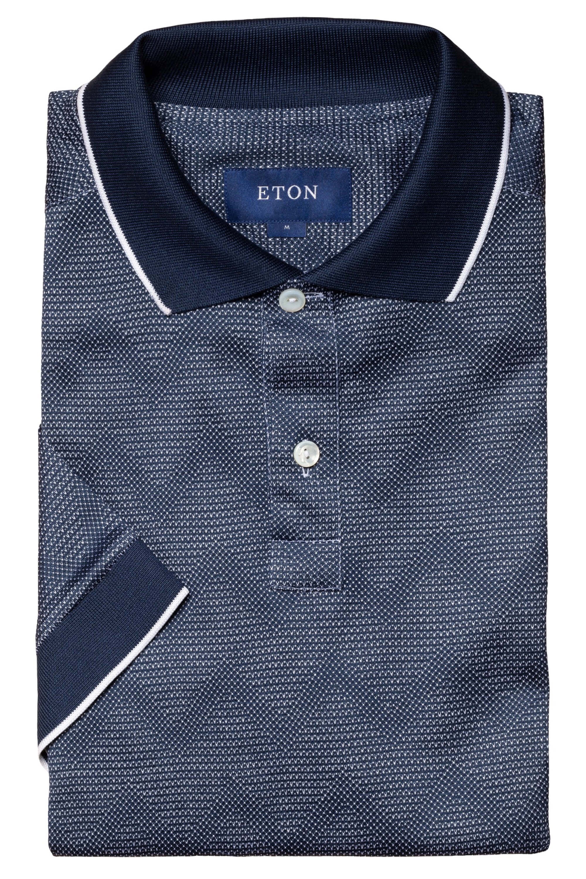 Eton Navy Blue Knit Collar Polo Shirt
