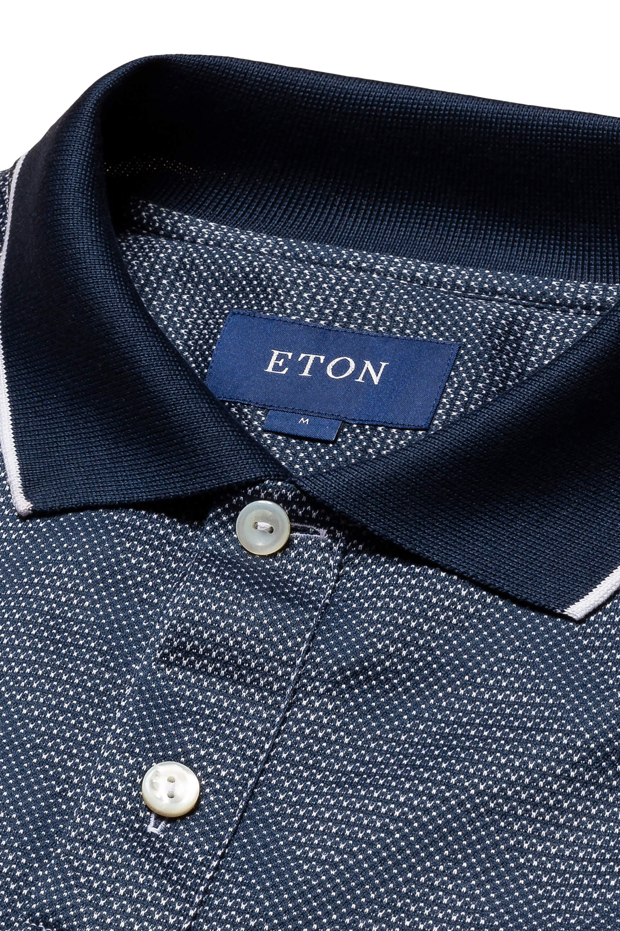 Eton Navy Blue Knit Collar Polo Shirt