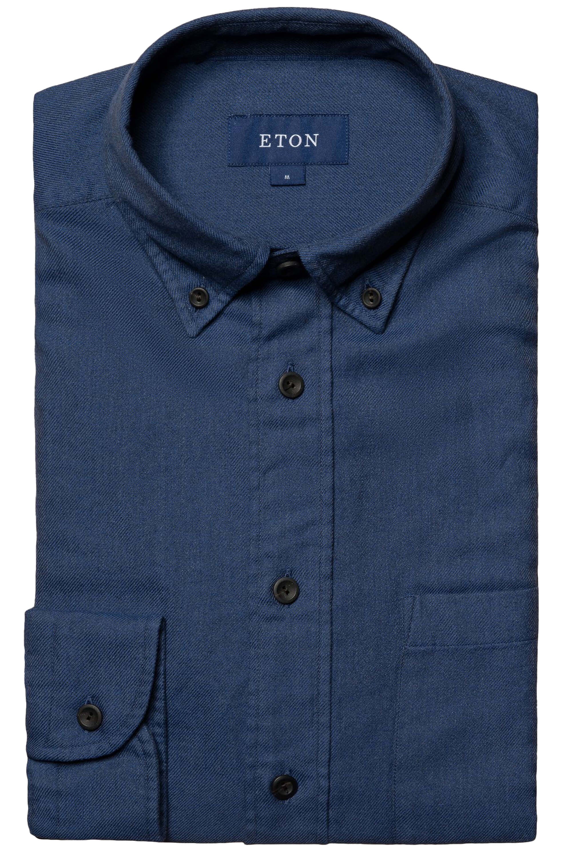 Eton Dark Blue Twill Flannel Shirt