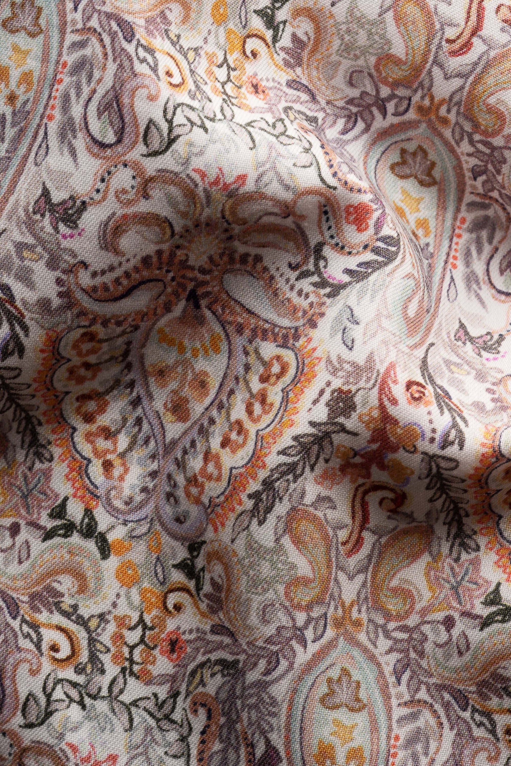 Eton Orange Paisley Cotton-Tencel® Print Shirt