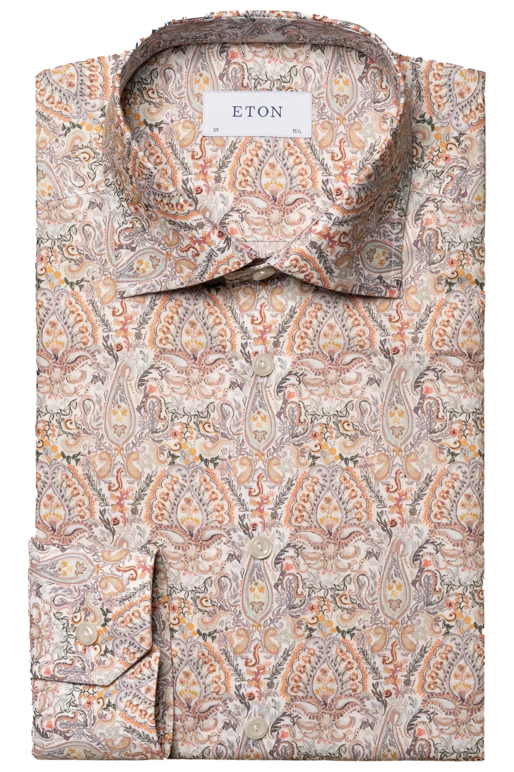 Eton Orange Paisley Cotton-Tencel® Print Shirt