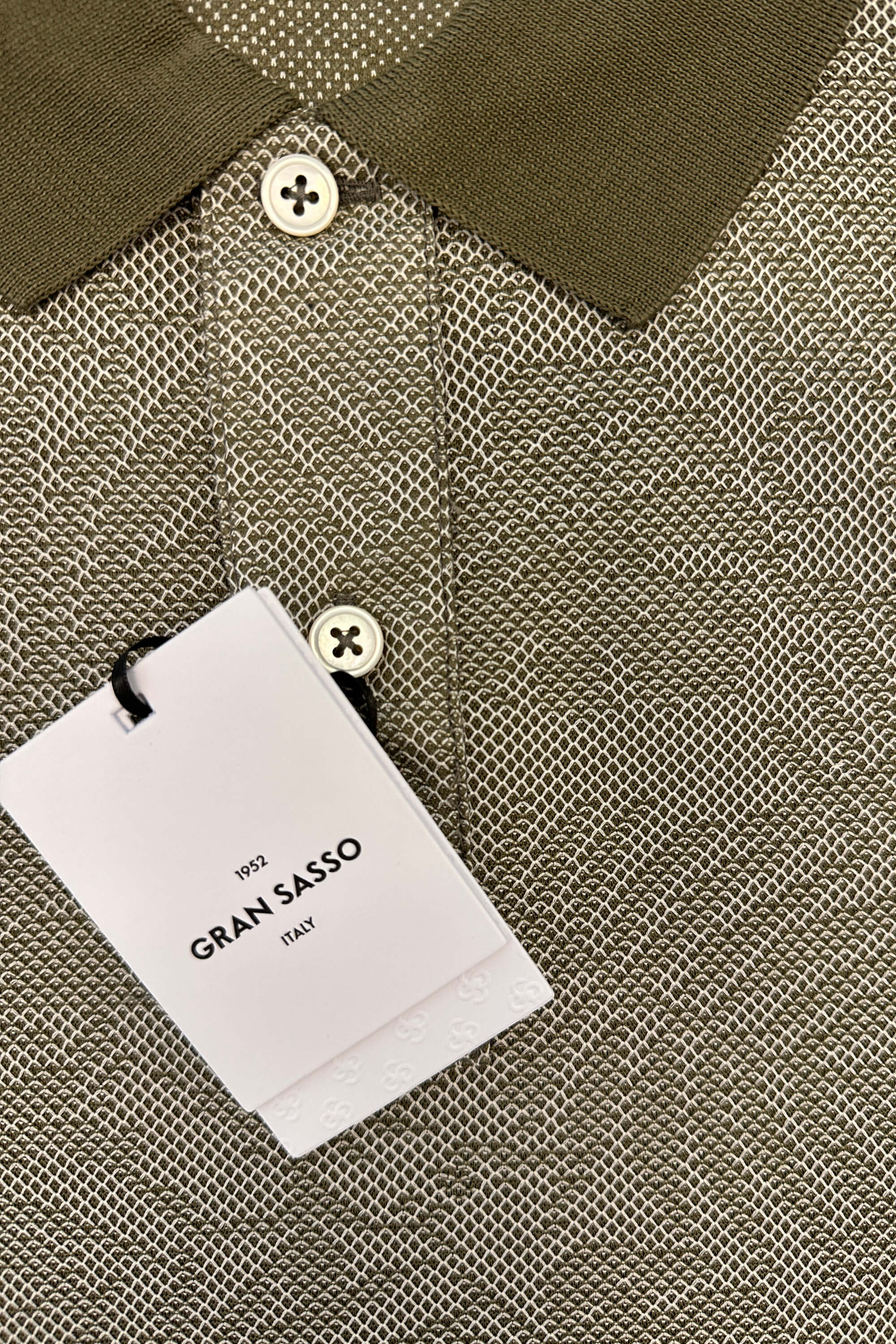 Gran Sasso Knit Print Leaf Polo Green